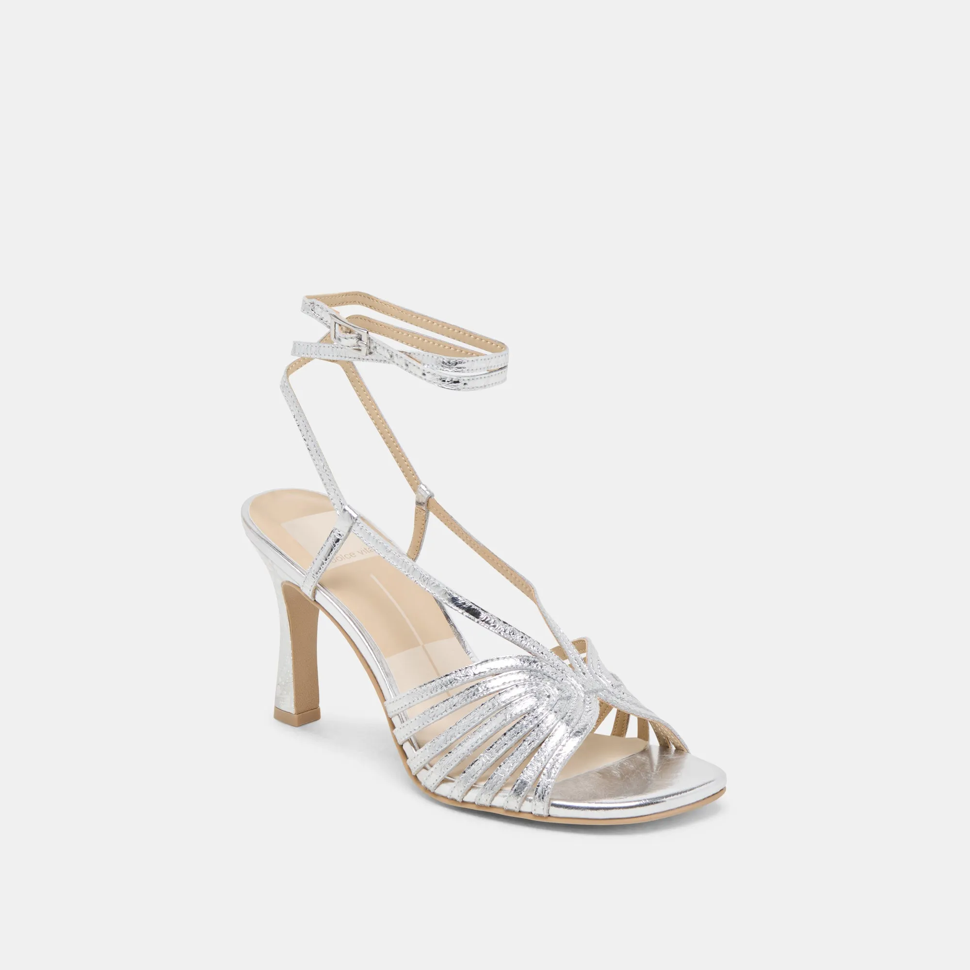 Gold High Heels NIVANA HEELS SILVER DISTRESSED LEATHER