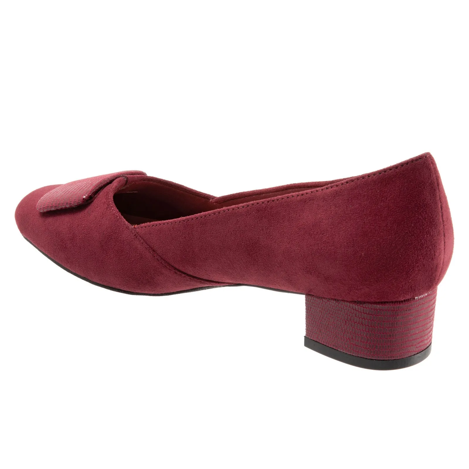 Trotters Delse T1852-601 Womens Red Narrow Suede Pumps Heels Shoes lace up closure Chunky Heeled Boots