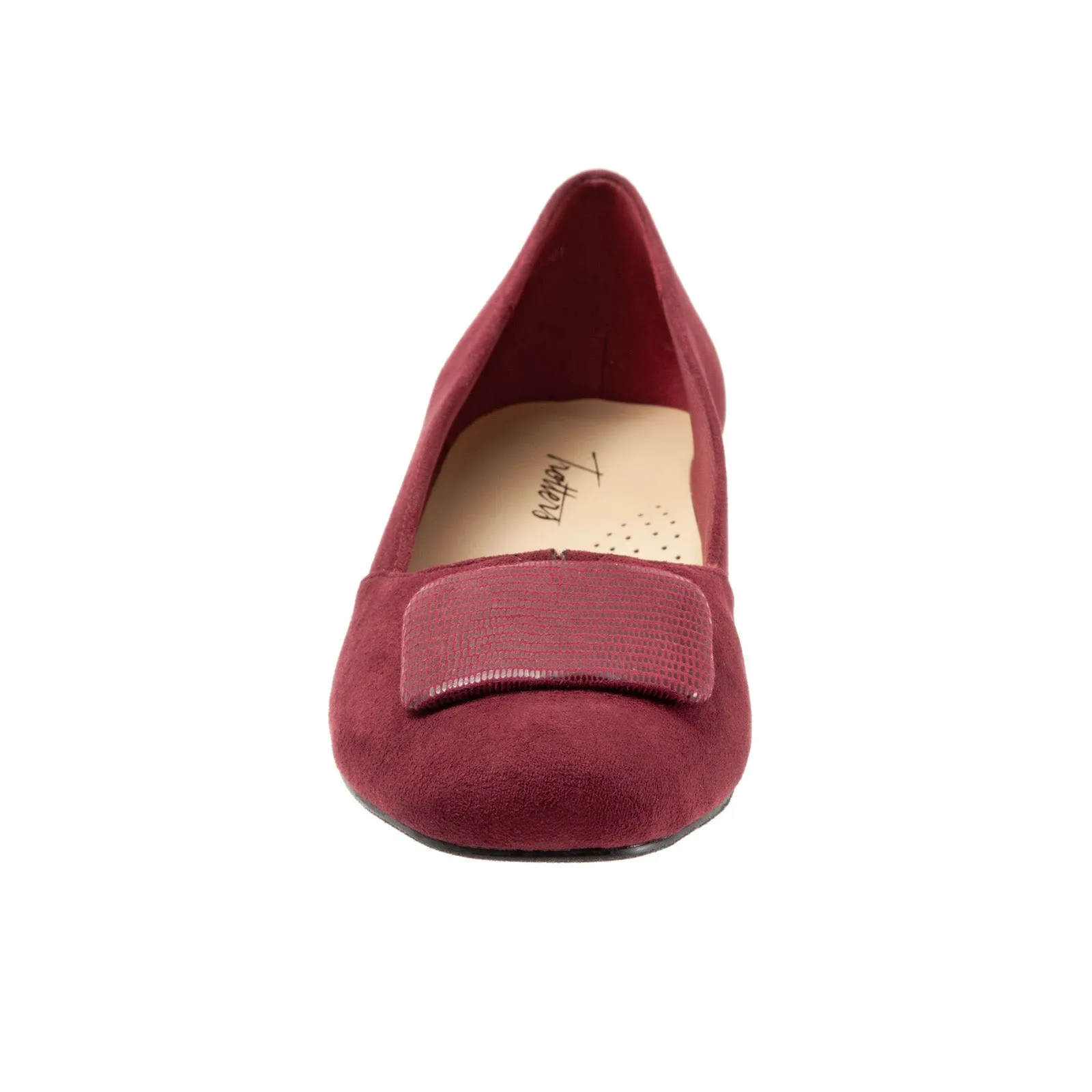 Formal Shoes for Women Trotters Delse T1852-601 Womens Red Narrow Suede Pumps Heels Shoes