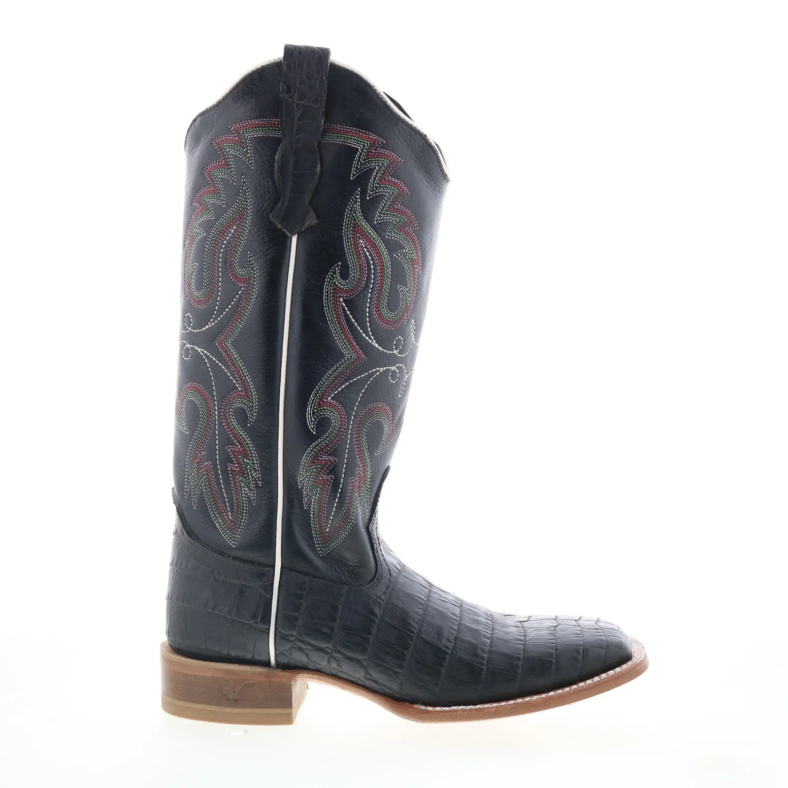 Ergonomic Shape Secure Hold Outlaw Medium Square Toe 70058 Womens Black Leather Slip On Western Boots