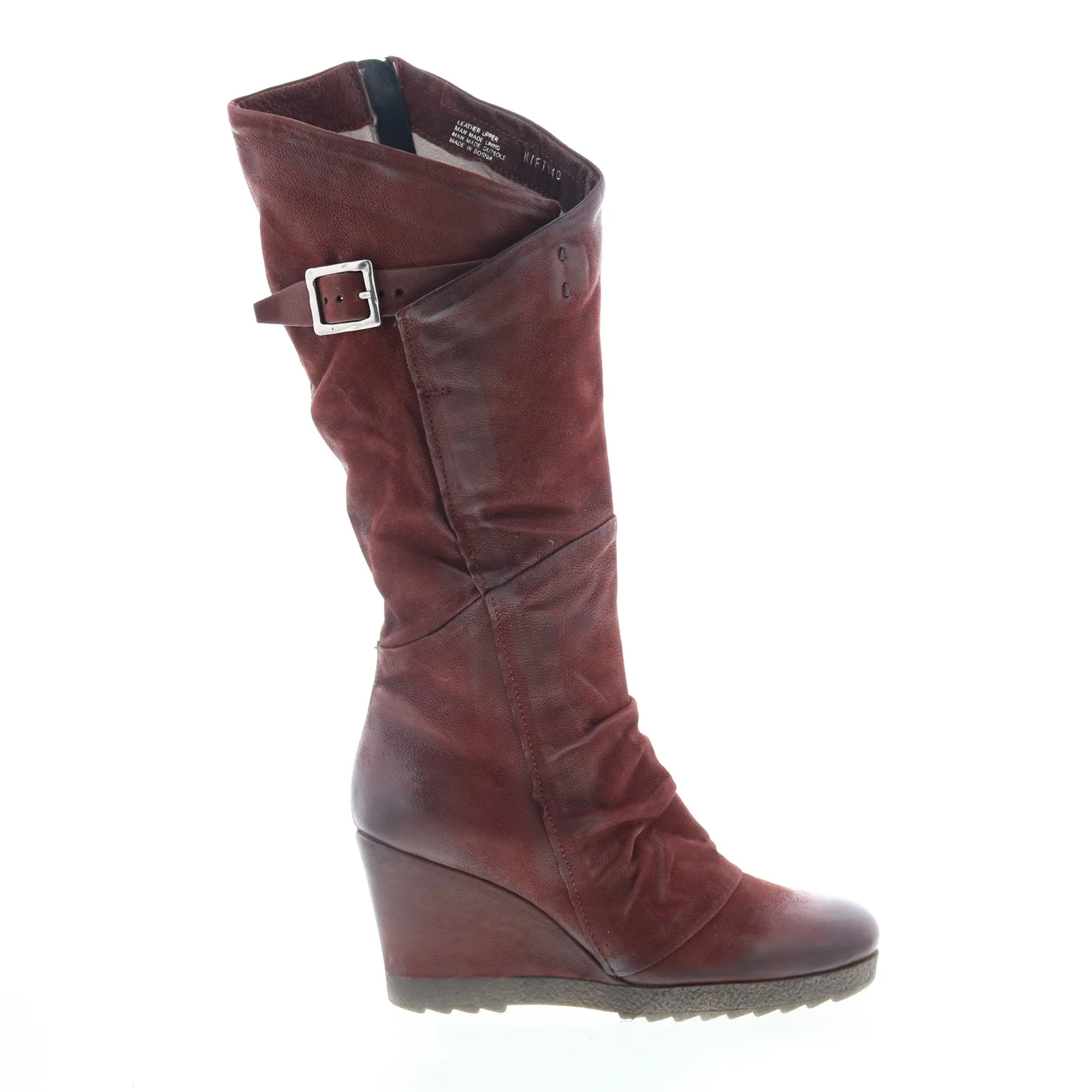 Miz Mooz Nifty Womens Burgundy Leather Zipper Knee High Boots Padded Liner
