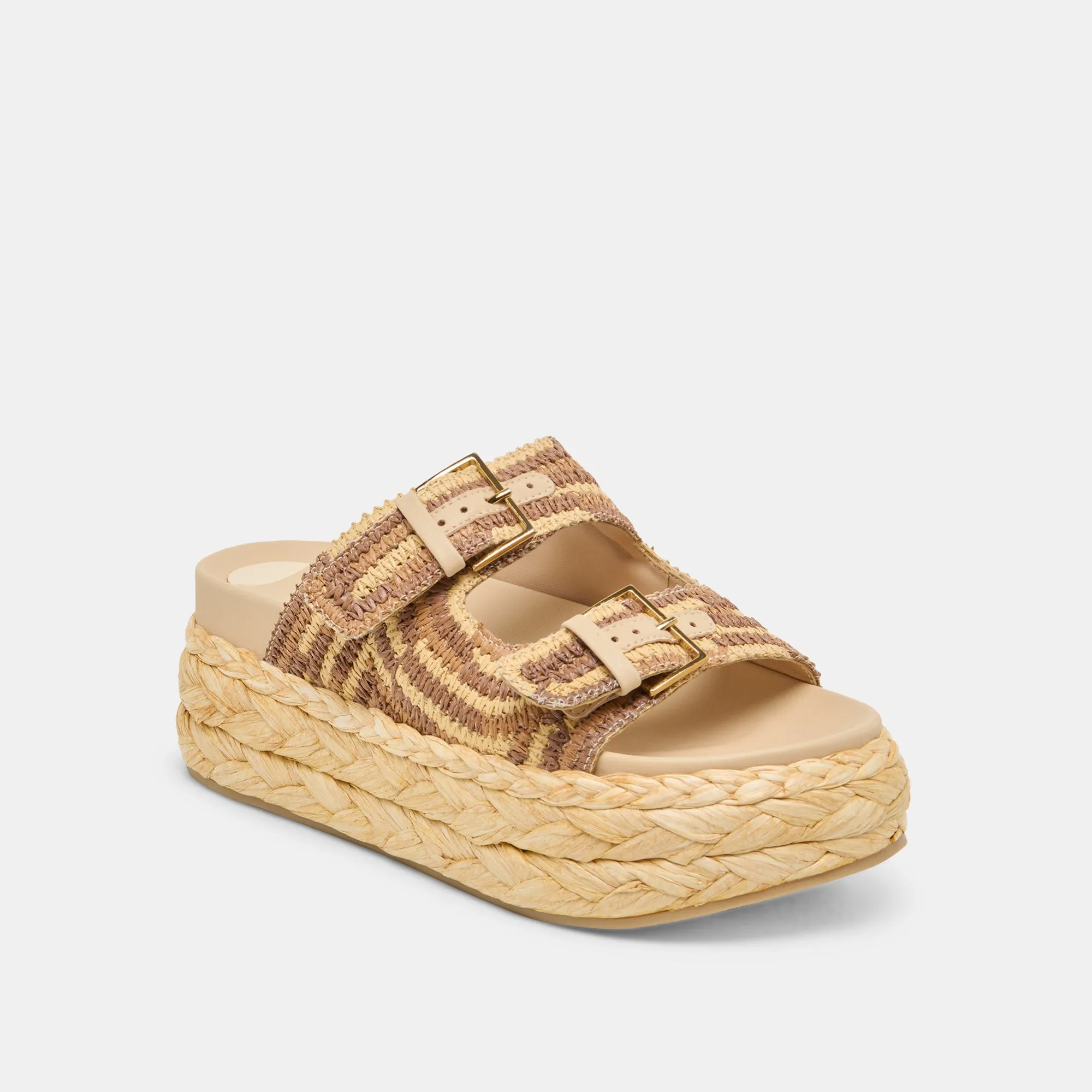 Outdoor Event Versatile Casual Footwear FALYN SANDALS BROWN NATURAL WOVEN RAFFIA