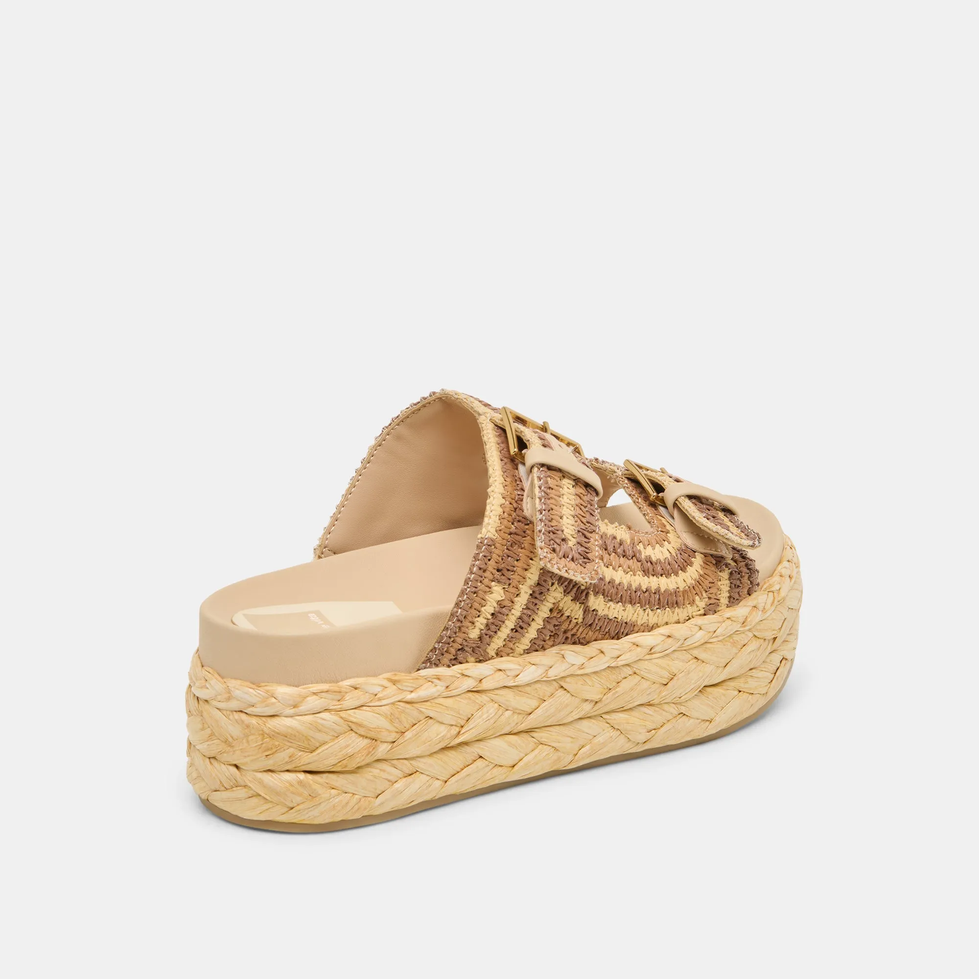 Simple Fit Stylish Walking Shoes FALYN SANDALS BROWN NATURAL WOVEN RAFFIA