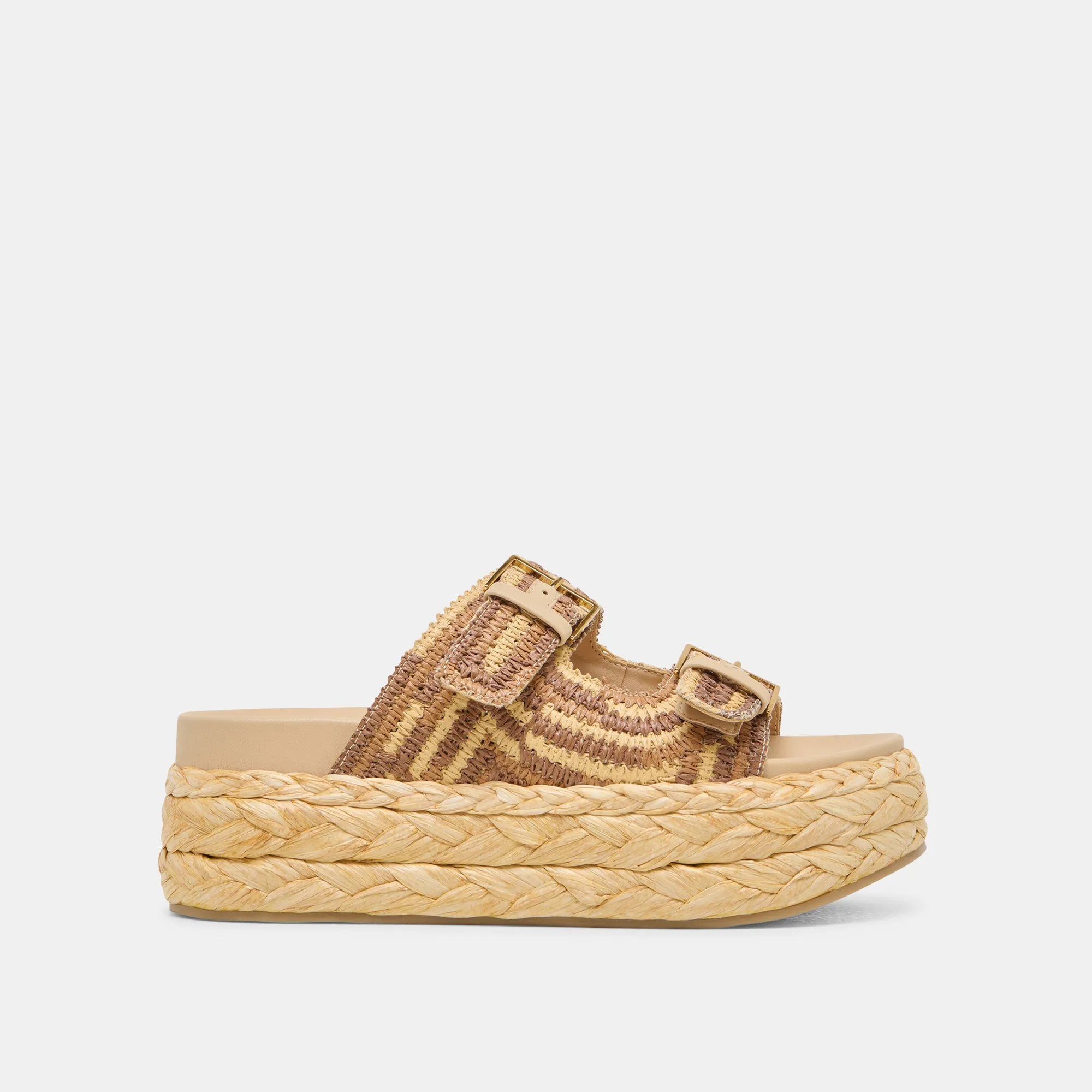 Tassel Fun No Bind FALYN SANDALS BROWN NATURAL WOVEN RAFFIA