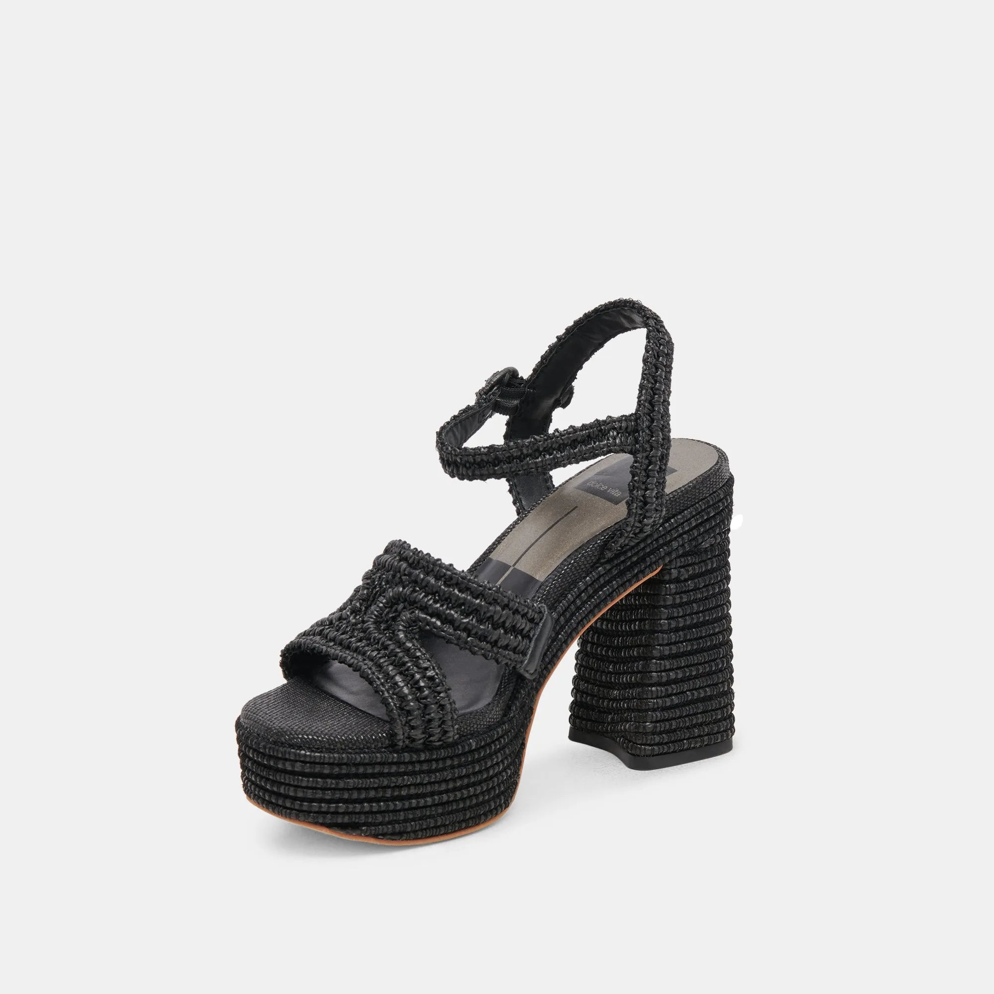 Romantic Heels Black Leather Stilettos LACYE HEELS ONYX WOVEN