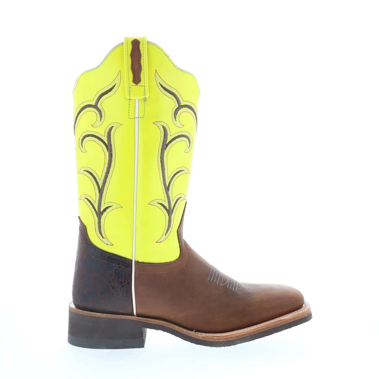 Shock Absorber Jama Old West 18114 Womens Brown Leather Slip On Cowboy Western Boots
