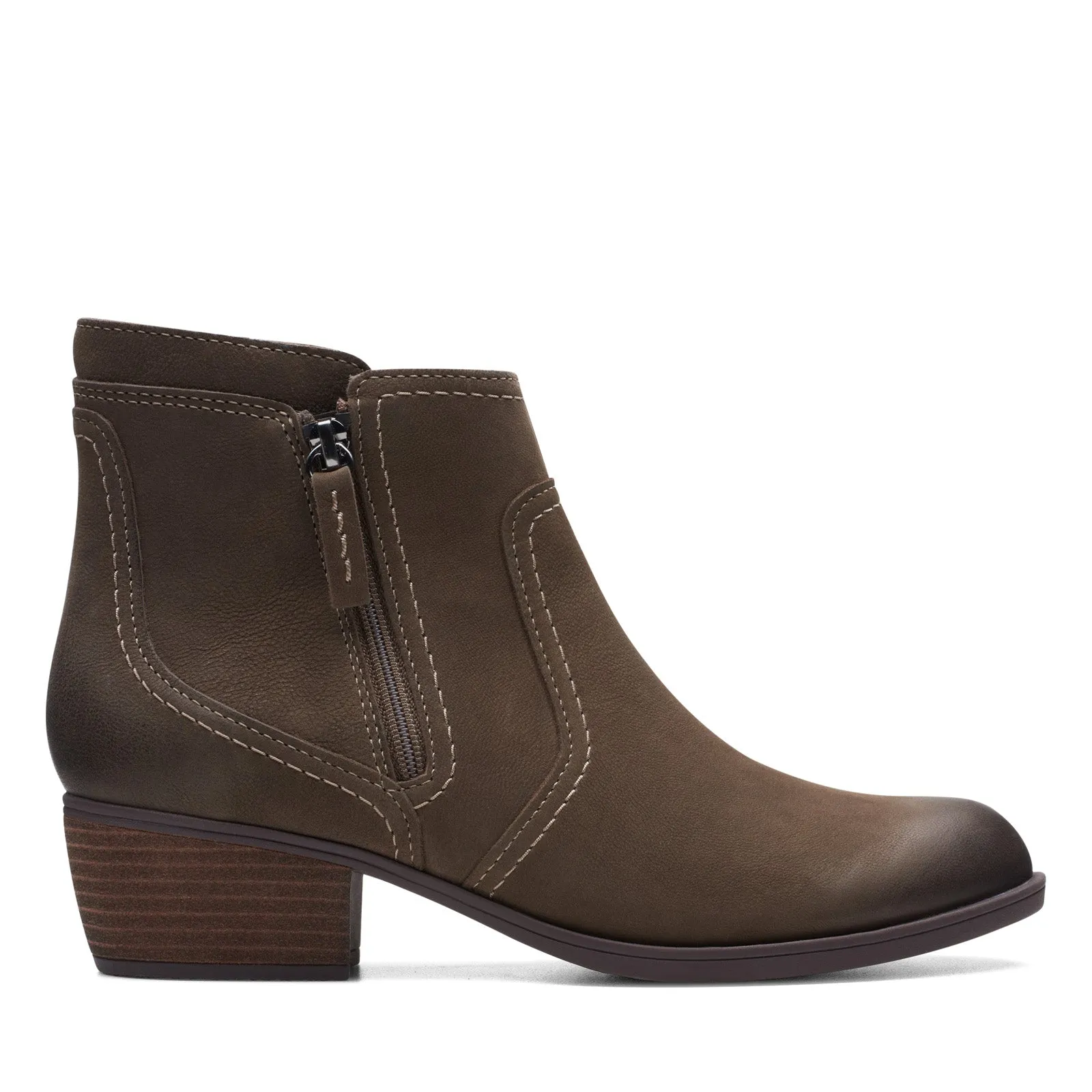 Clarks Charlten Ave 26174177 Womens Brown Wide Nubuck Ankle & Booties Boots Neutral Tones insulated