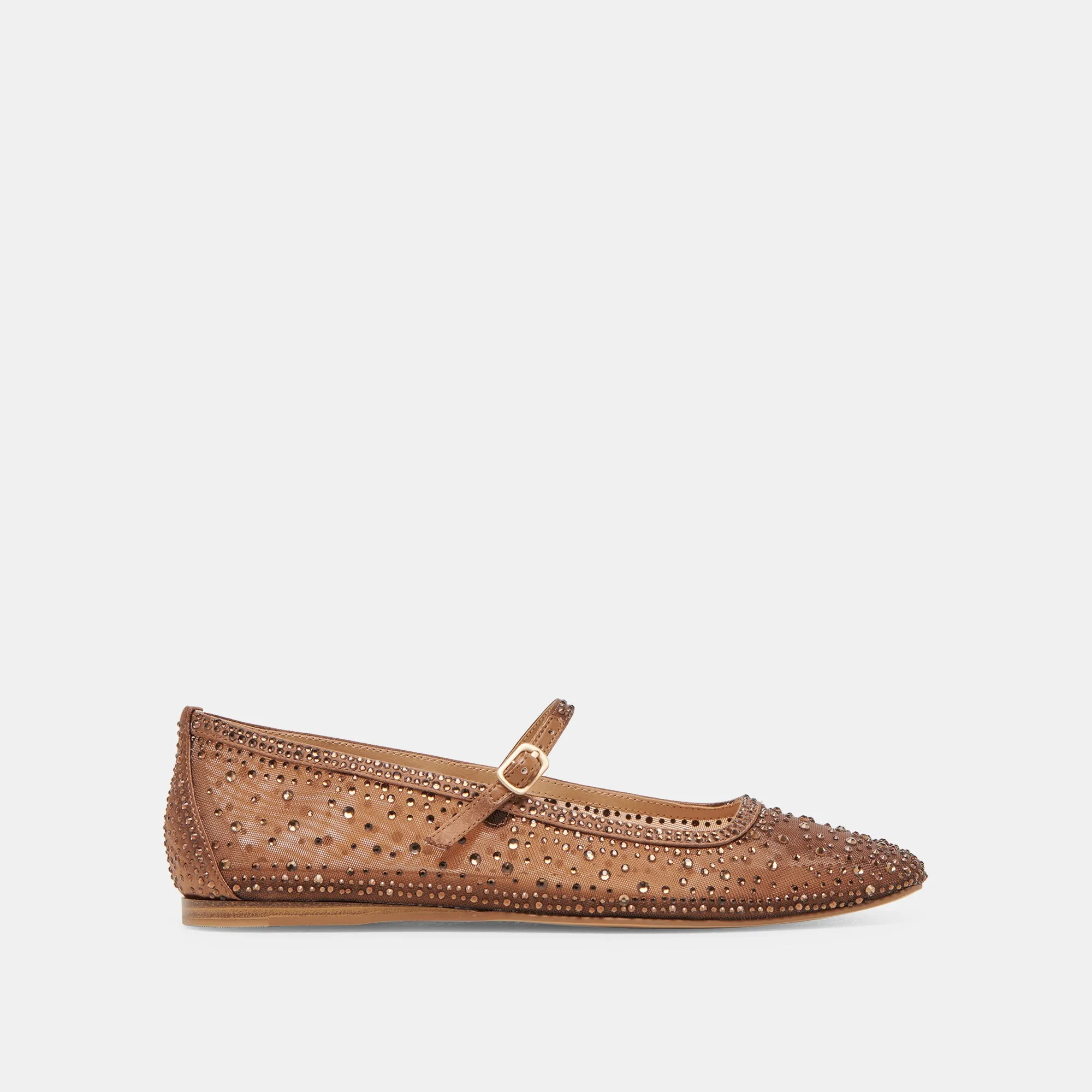 REYES CRYSTAL BALLET FLATS MID BROWN MESH Rain Safe Expo Glow