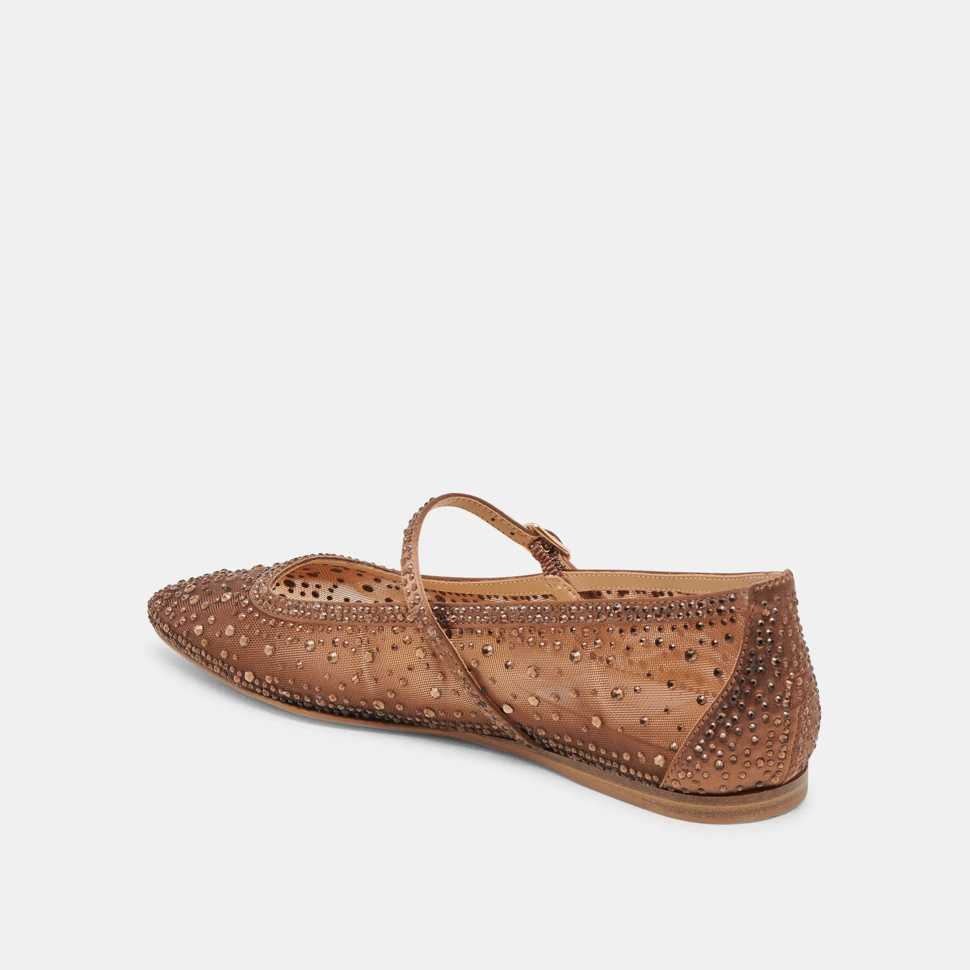 Museum Mood Drink Night REYES CRYSTAL BALLET FLATS MID BROWN MESH