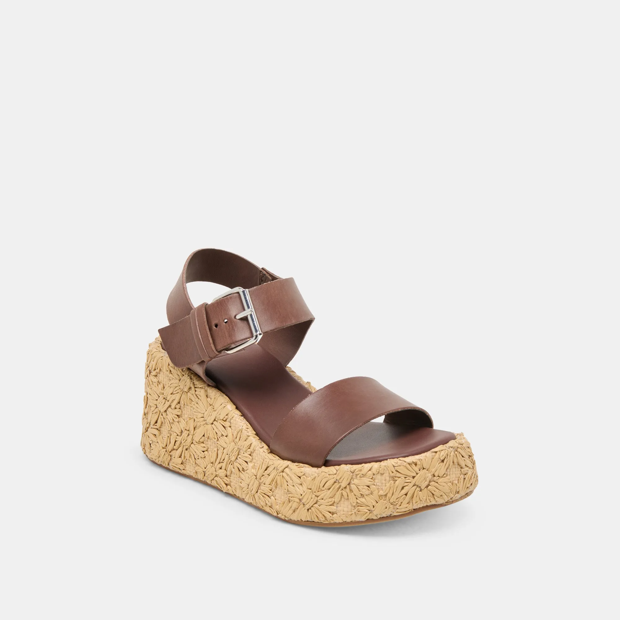 AURI WEDGES DK BROWN LEATHER Outdoor Ready Coast Line