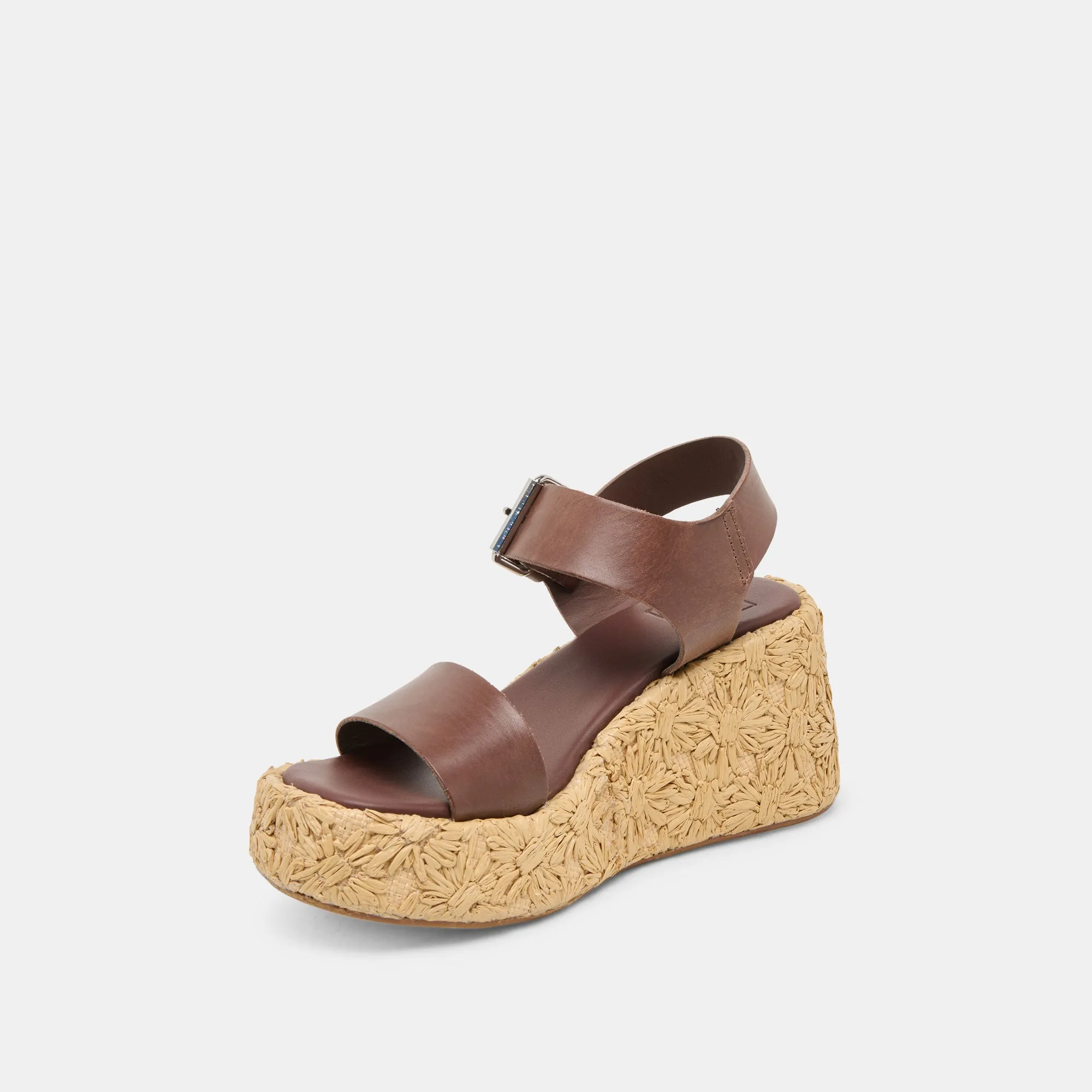 AURI WEDGES DK BROWN LEATHER Red Bold Leisure Vibe