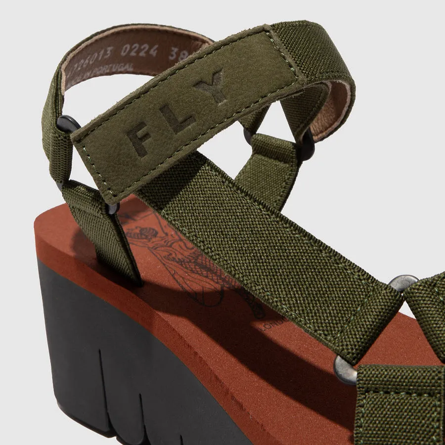 Durable Strap Resort Look FLY LONDON YEFA DEVIL ARMY GREEN BRICK