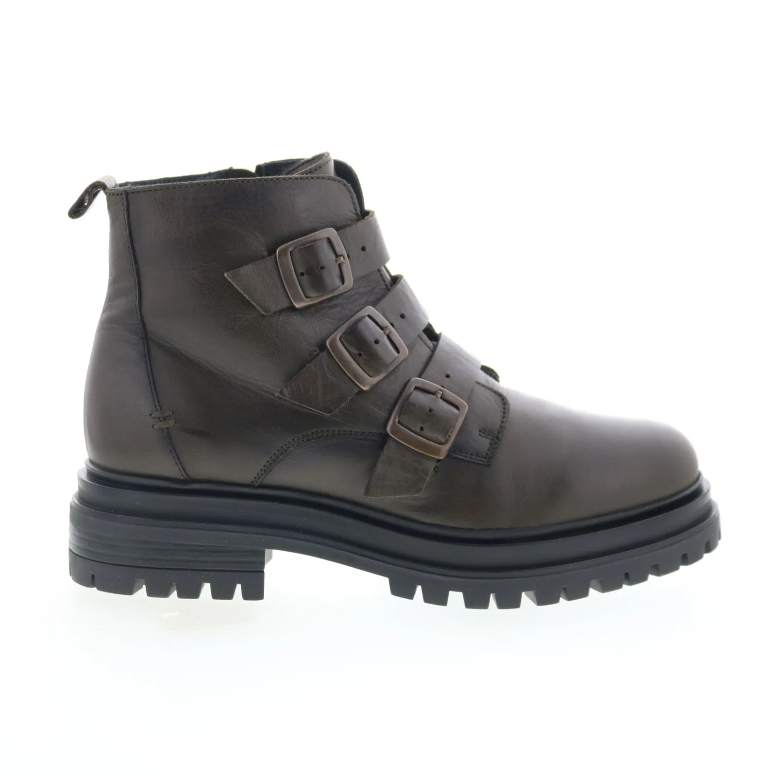 Everyday Style Miz Mooz Lorra Womens Green Leather Zipper Casual Dress Boots