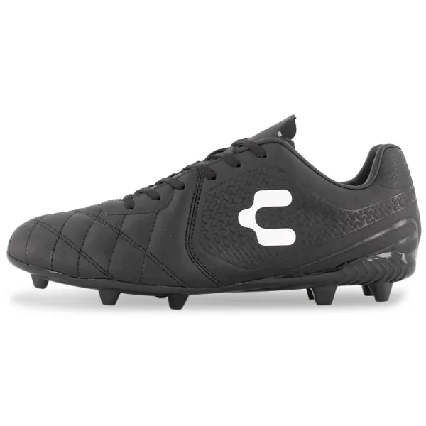 Charly Legendario 2.0 LT Firm Ground Soccer Cleats (Black/White) Lock Laces Shock Diffusion