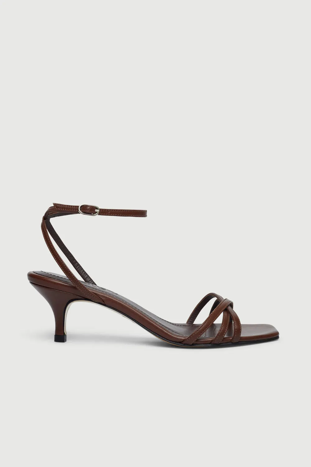 Uma Sandals in Chocolate Leather Velvet Wedding Heels Professional Office Shoes