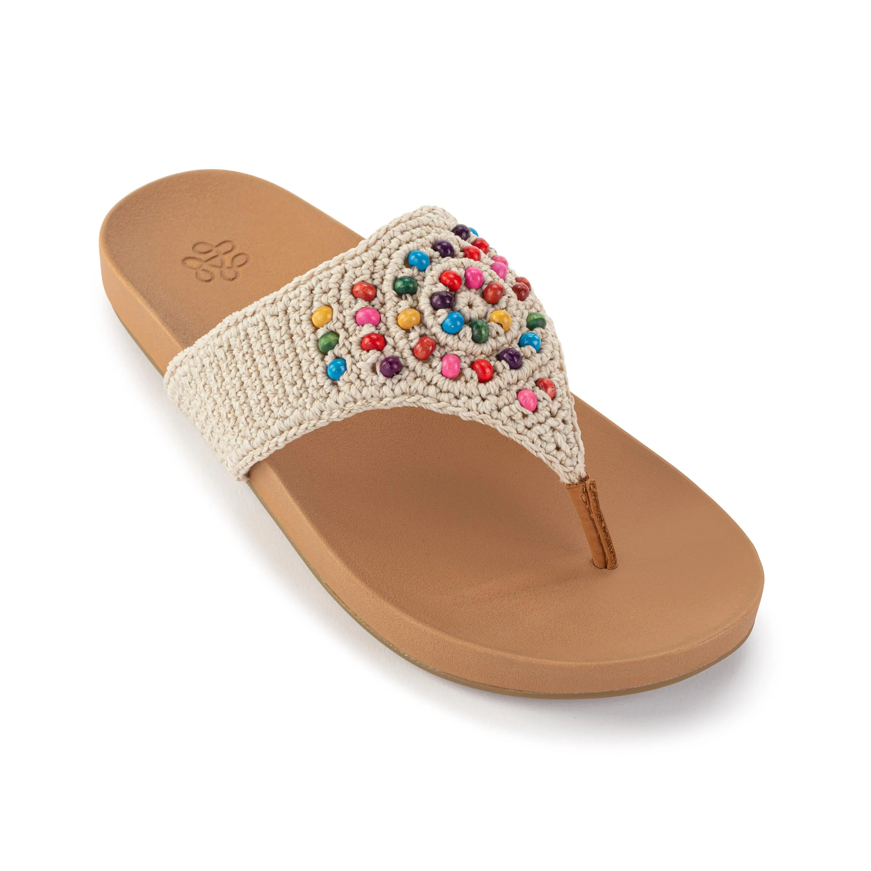 Tropic Mode Everly Sandal - Hand Crochet - Ecru Multi Beads
