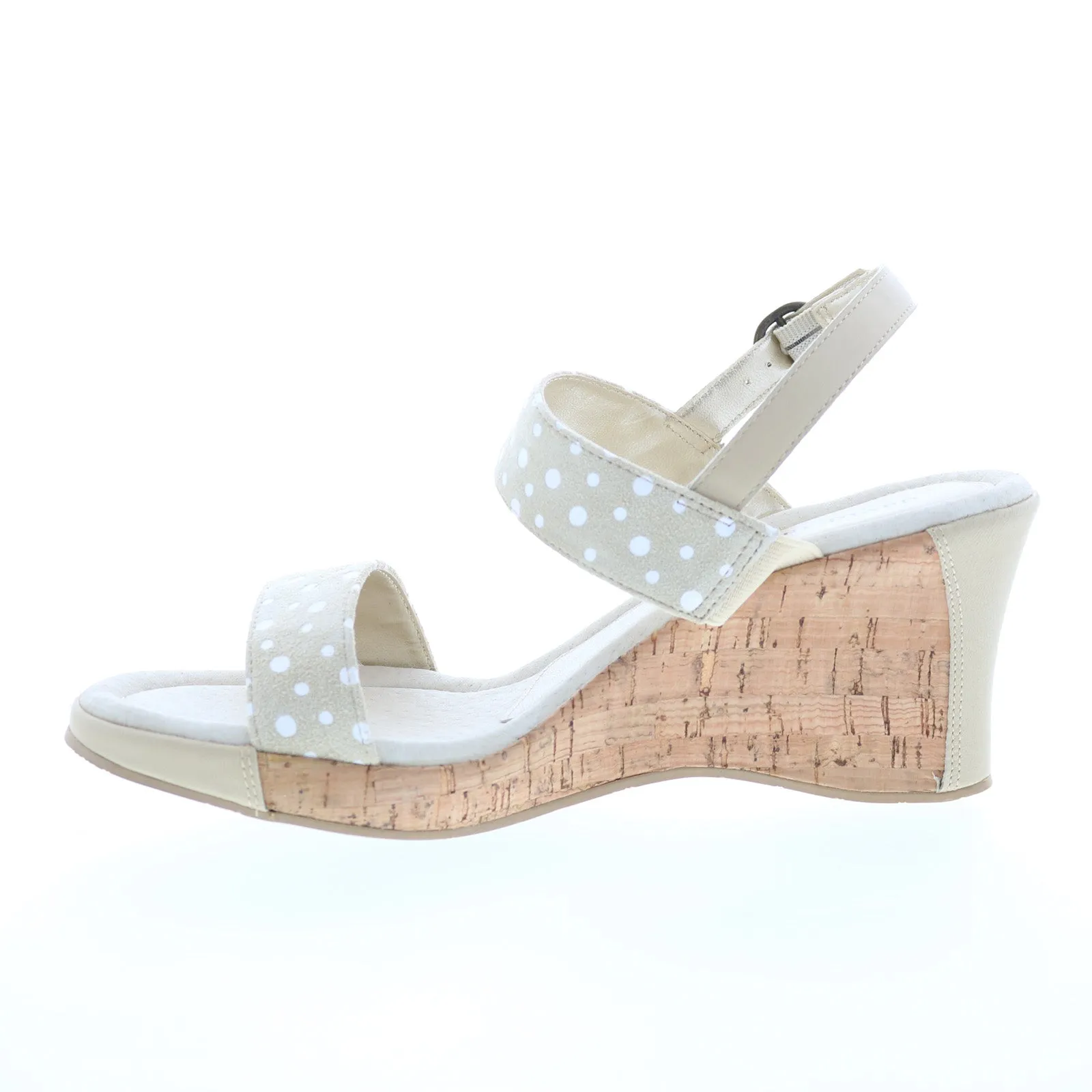 David Tate Rome Womens Beige Leather Hook & Loop Wedges Heels Shoes Evening Stilettos