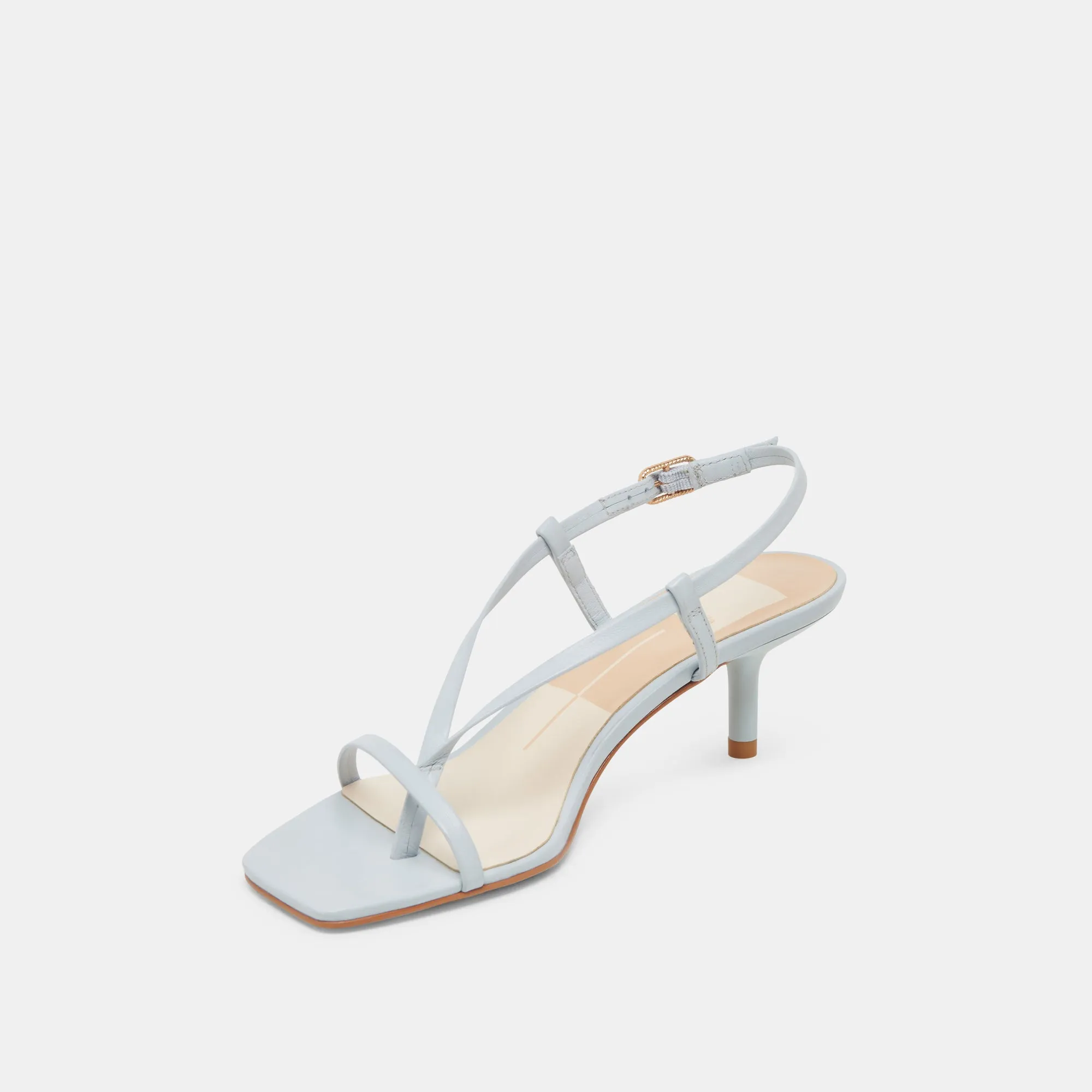 LAURY HEELS ICE BLUE LEATHER Chic Party Heels Formal Office Shoes