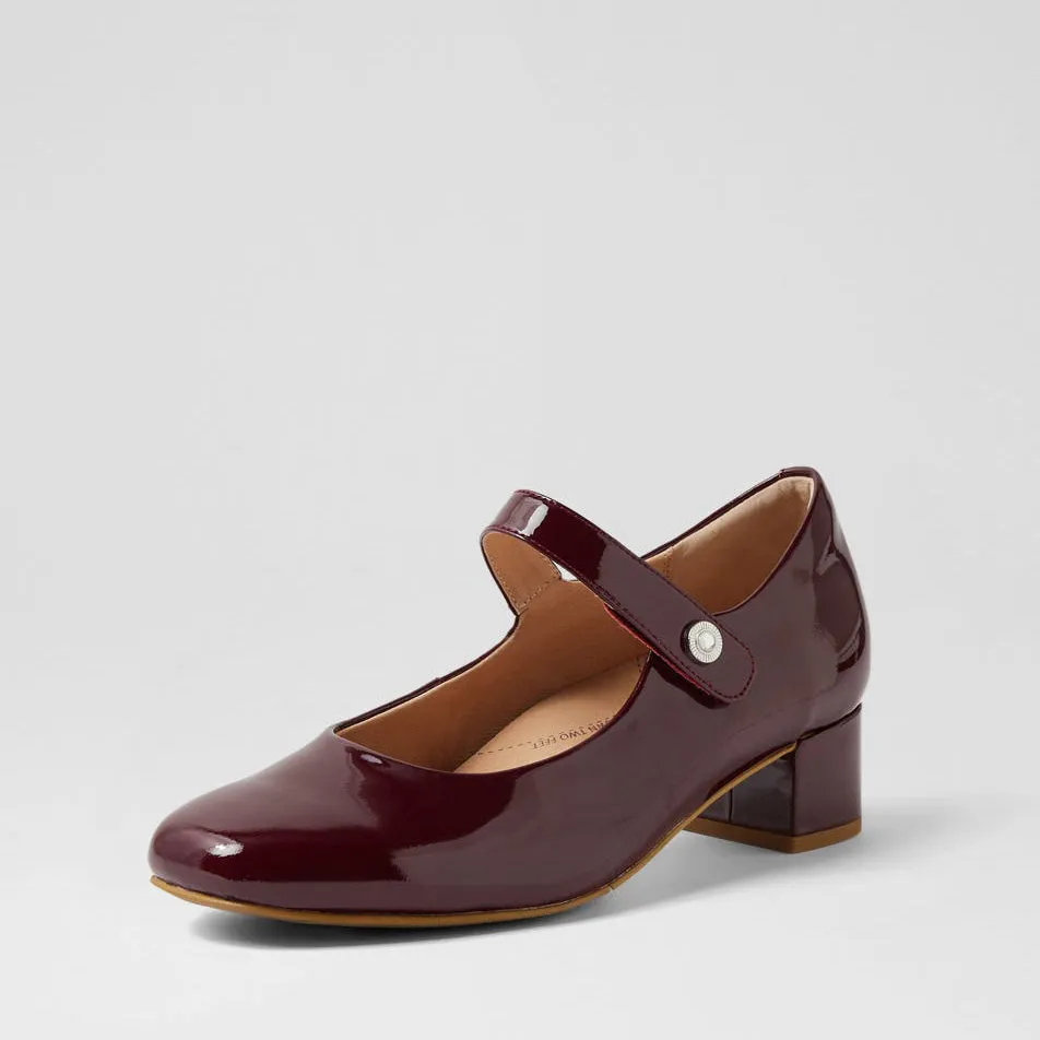 Cushioned heel Elastic laces ZIERA KITTY BURGUNDY PATENT