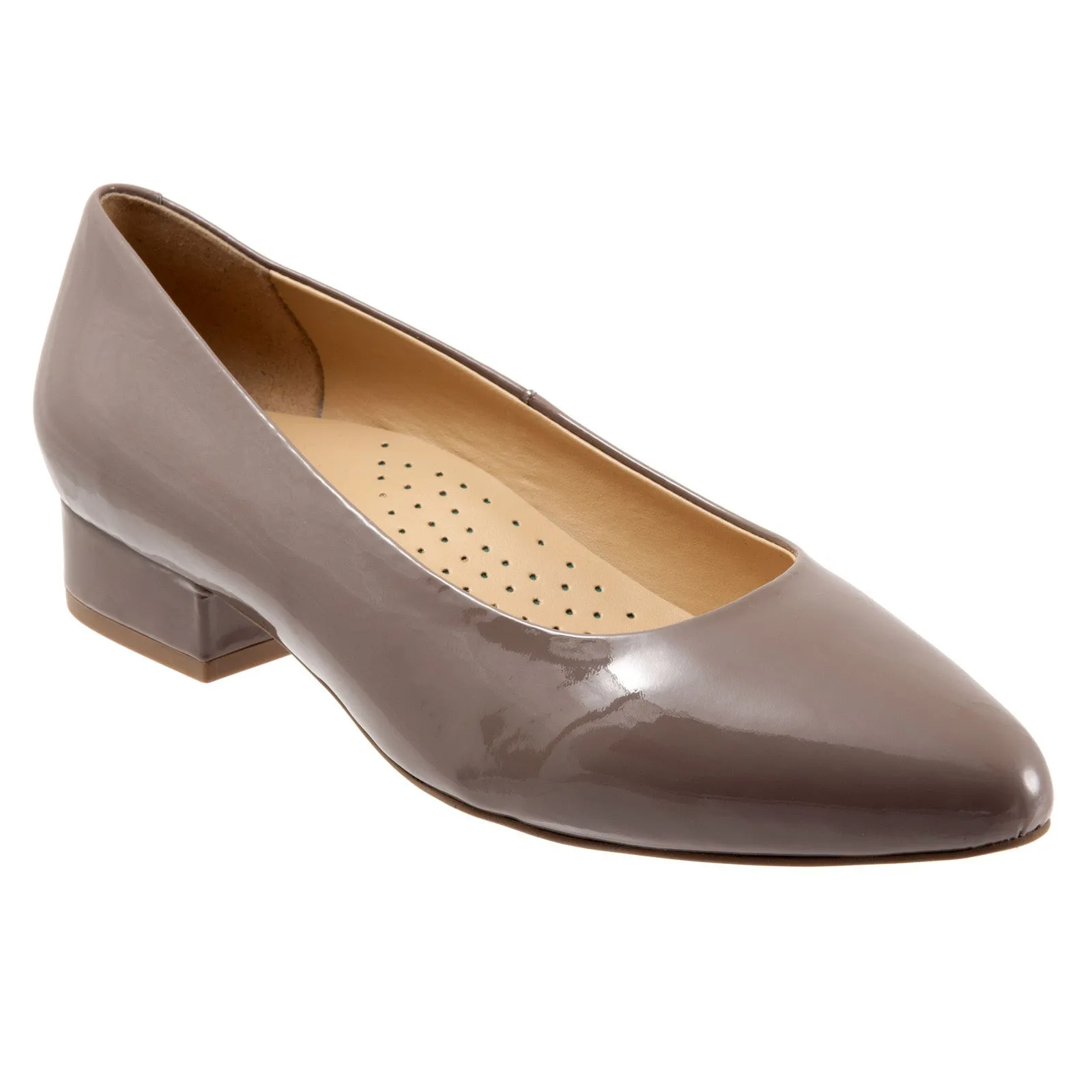 Trotters Jewel T2126-118 Womens Brown Leather Slip On Pumps Heels Shoes Lightweight Smart Casual Heels