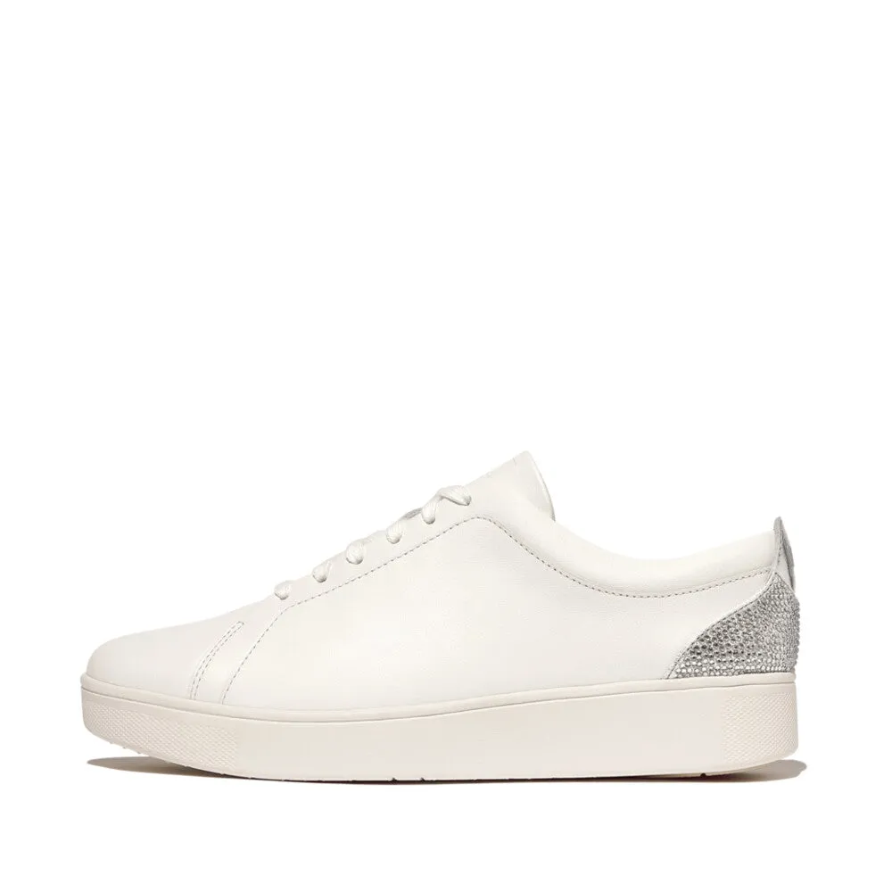 FitFlop RALLY Crystal-Backtab Leather Sneakers Cushioned heel