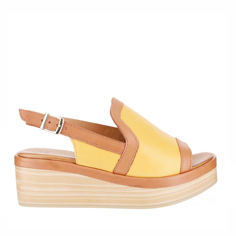 agility - improvement - level platform shoes LE SANSA TROZAN YELLO TAN