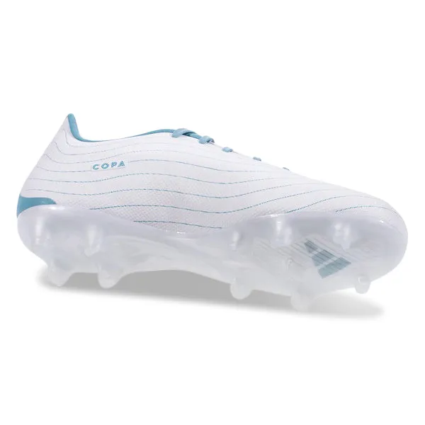 Adidas Copa Pure.3 Firm Ground Soccer Cleats (White/Grey Two/Preloved Blue) Springy Midsole Ball Feel