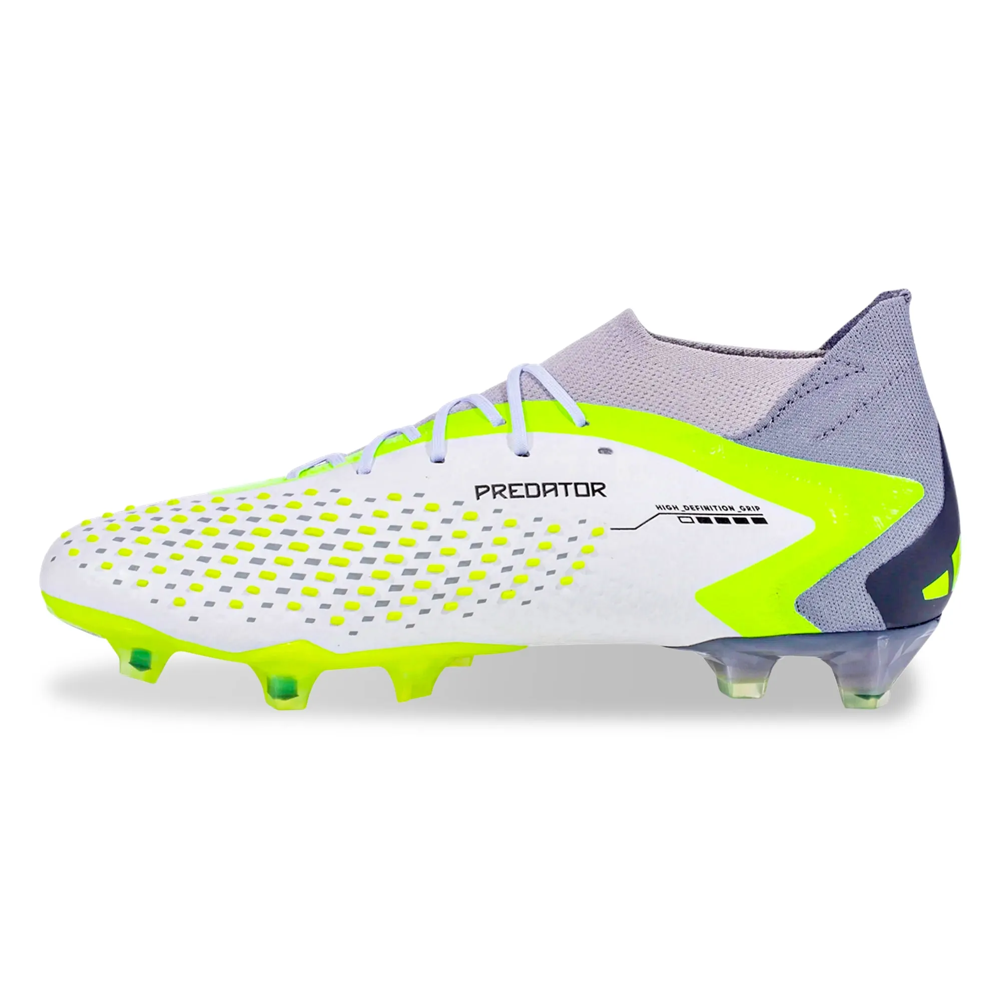 Foot Control adidas Predator Accuracy.1 Firm Ground Soccer Cleats (White/Core Black/Lucid Lemon)