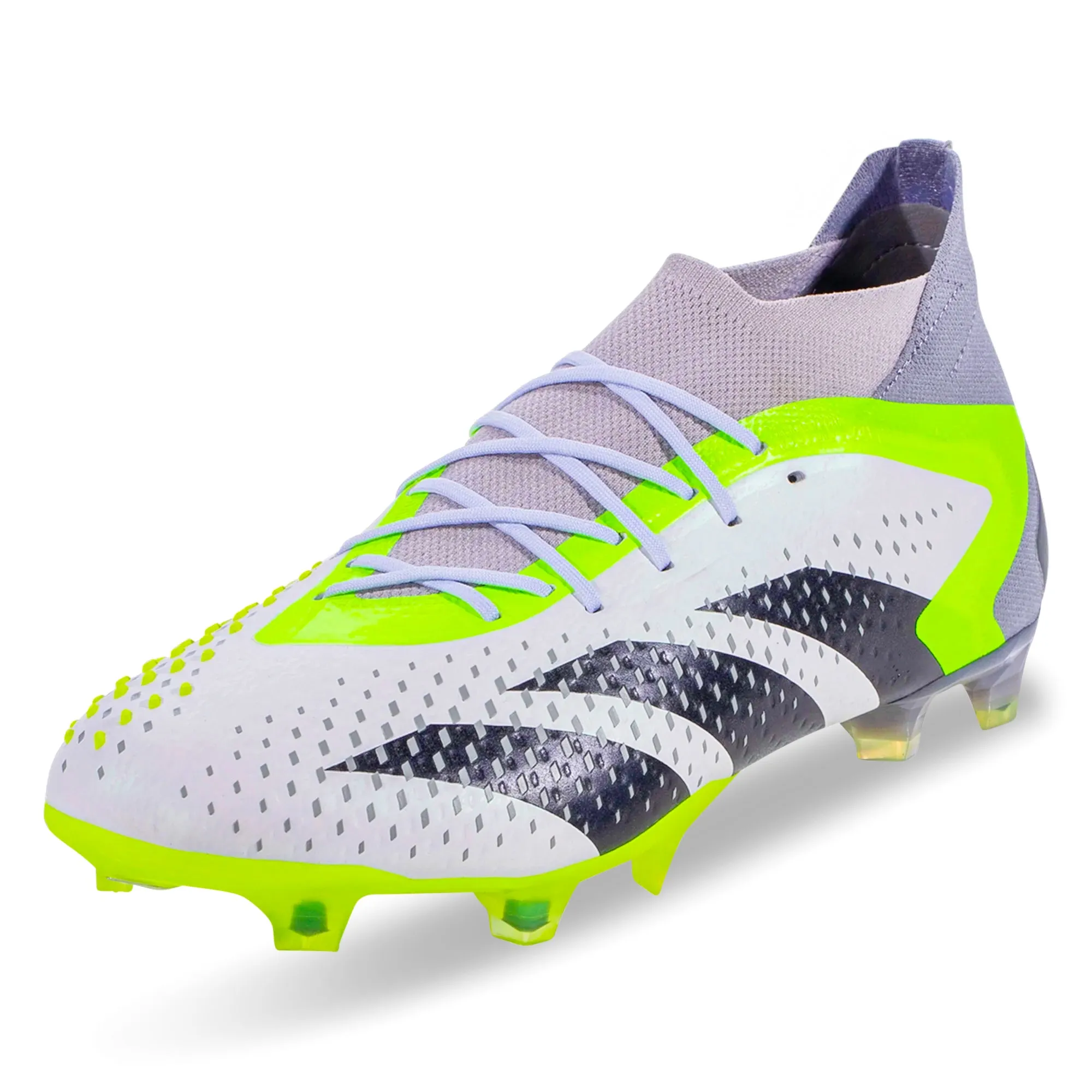 adidas Predator Accuracy.1 Firm Ground Soccer Cleats (White/Core Black/Lucid Lemon) Form Fit