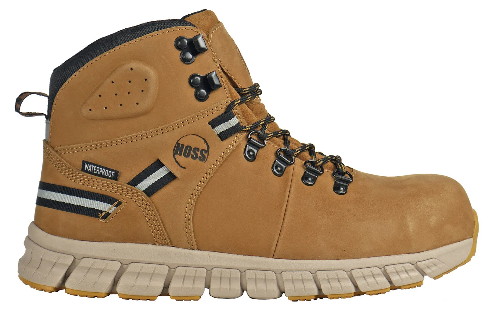 Breathable Uppers Daily Ready Hoss Ticker Composite Toe Waterproof 60877 Mens Brown Wide Nubuck Work Boots