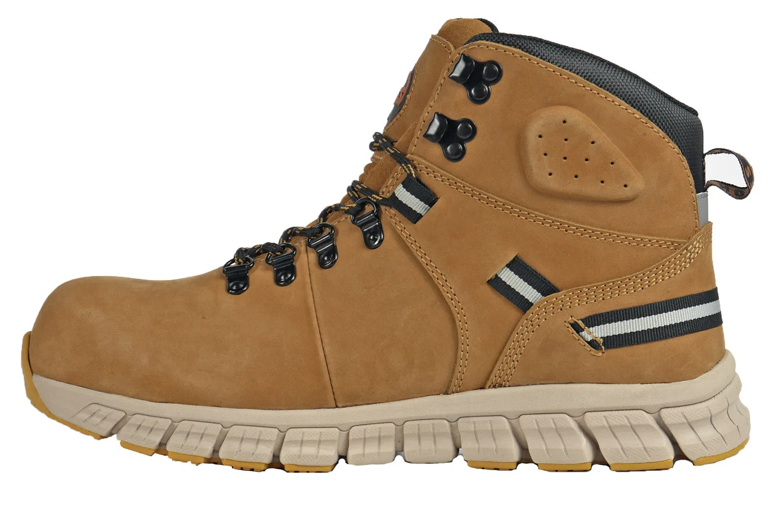 Reliable Support Hoss Ticker Composite Toe Waterproof 60877 Mens Brown Wide Nubuck Work Boots