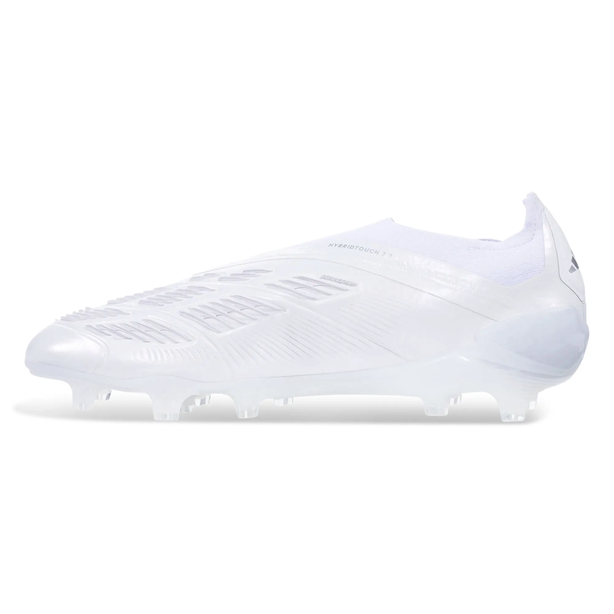adidas Predator 24 Elite Laceless Firm Ground Soccer Cleats (White/Silver Metallic) Moisture control Flat Laces