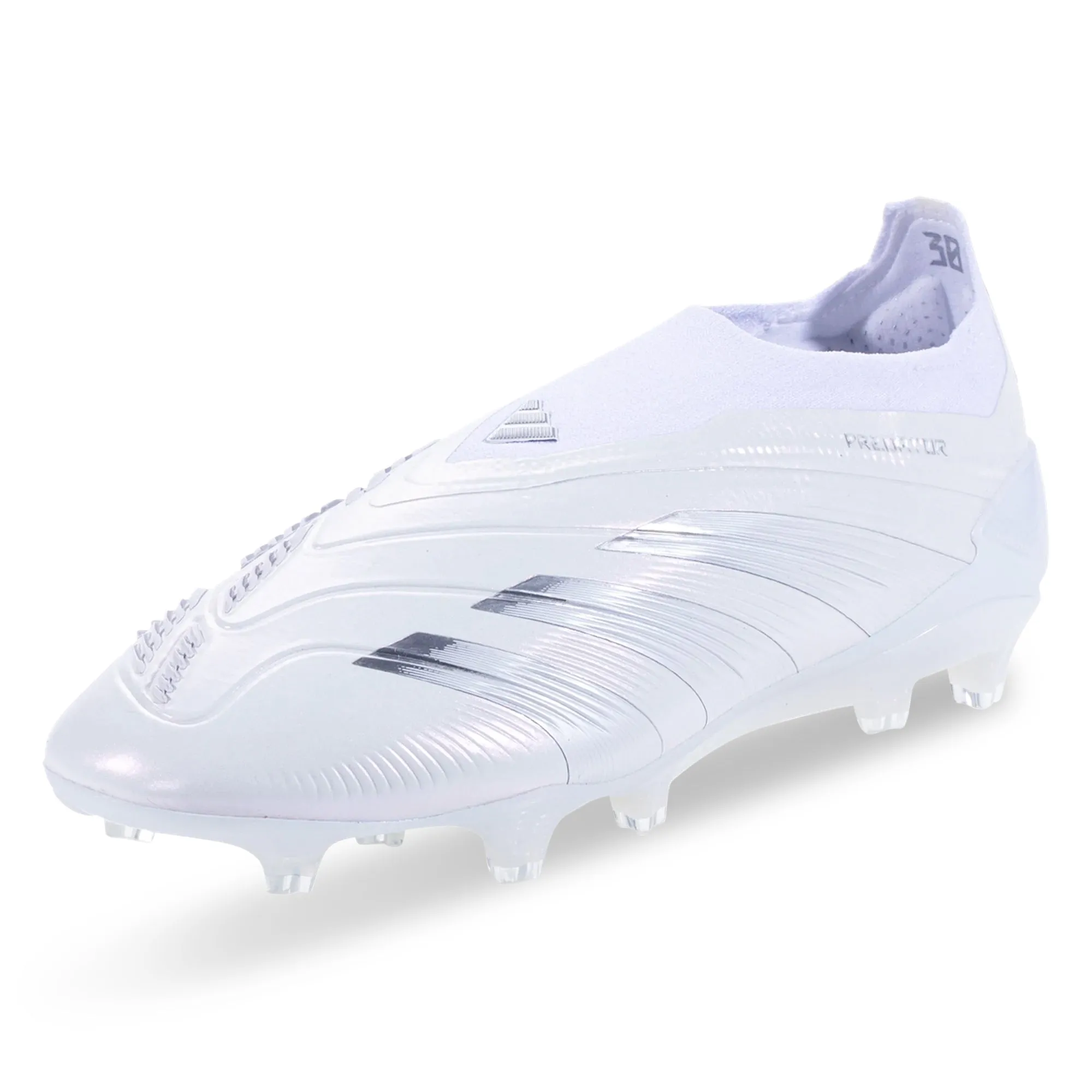 Wet Play Match Equipment adidas Predator 24 Elite Laceless Firm Ground Soccer Cleats (White/Silver Metallic)