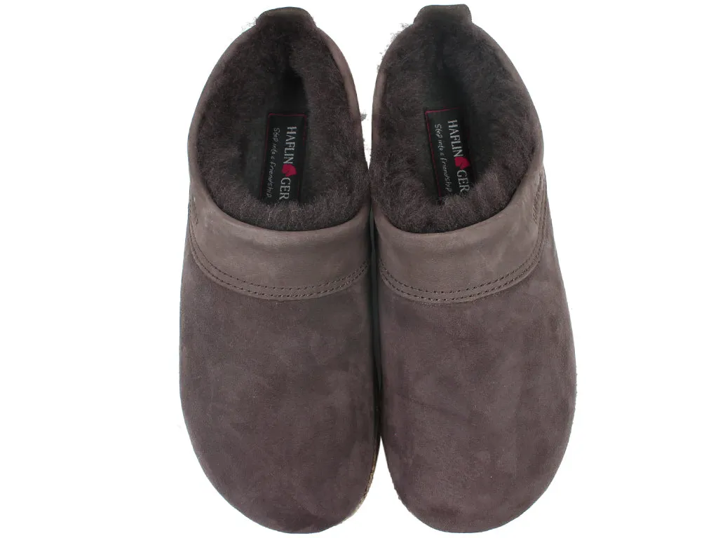 Comfortable Travel Haflinger Clogs Sheepskin Snowbird Brown