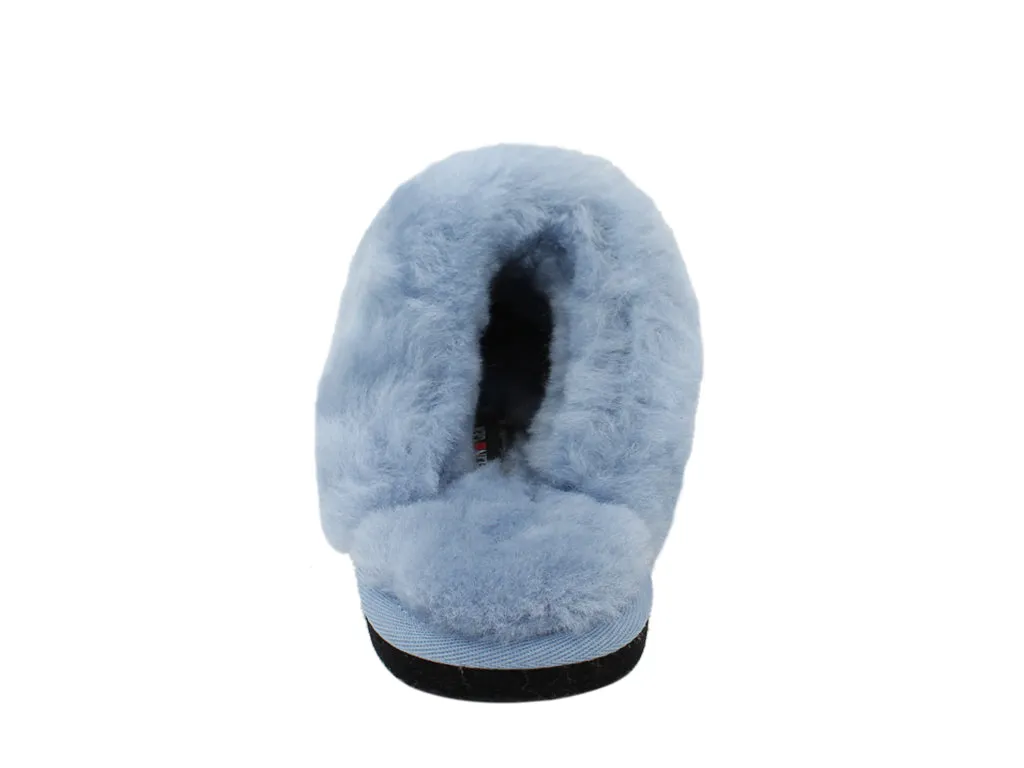 Haflinger Sheepskin Slippers North Star Blue White Clean