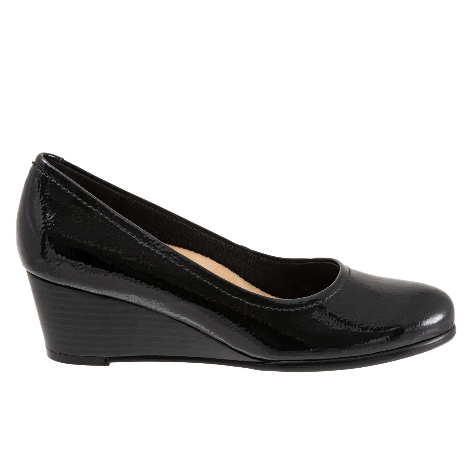 Trotters Winnie T1965-005 Womens Black Narrow Leather Wedges Heels Shoes Comfortable