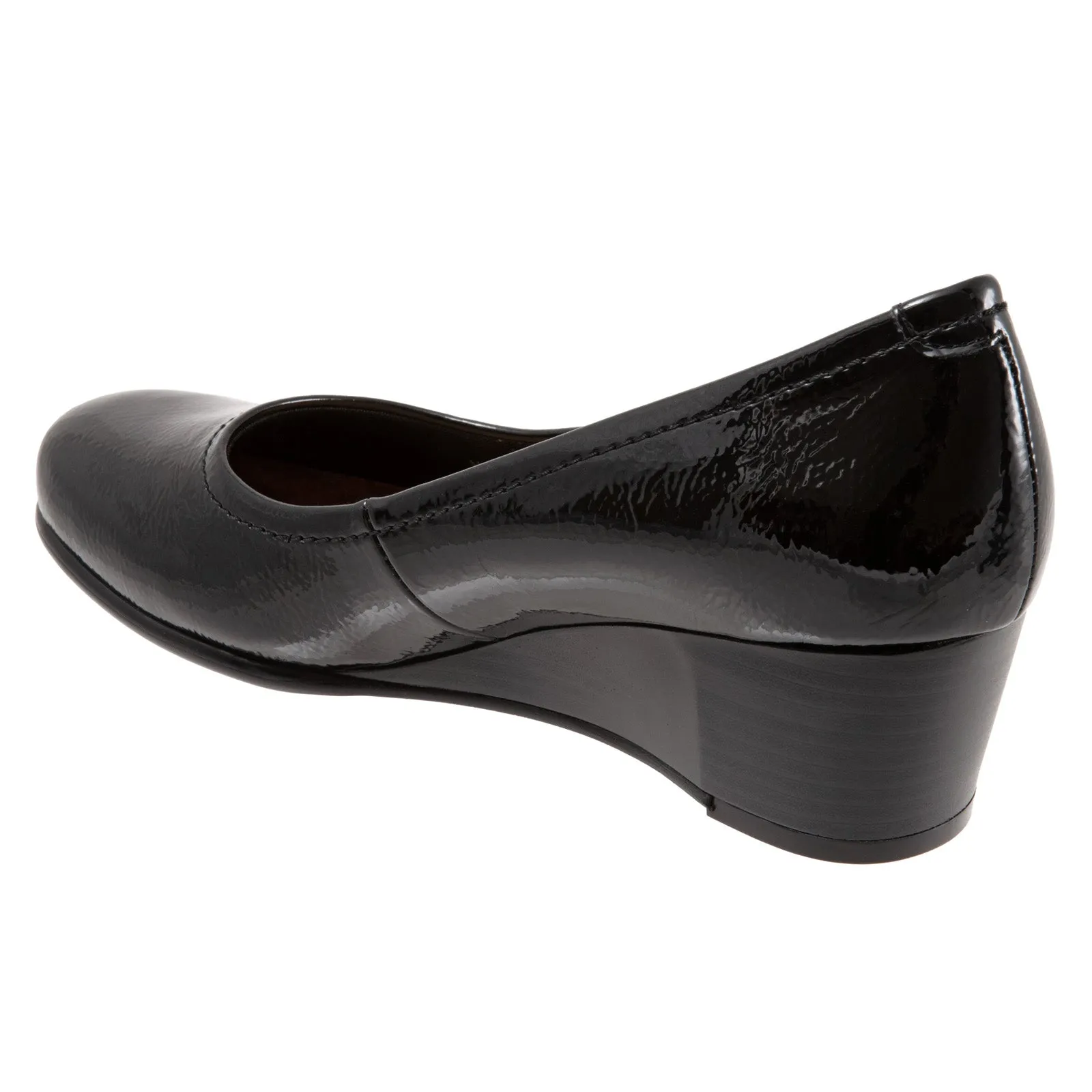 Good Traction Holiday Office Shoes Trotters Winnie T1965-005 Womens Black Narrow Leather Wedges Heels Shoes