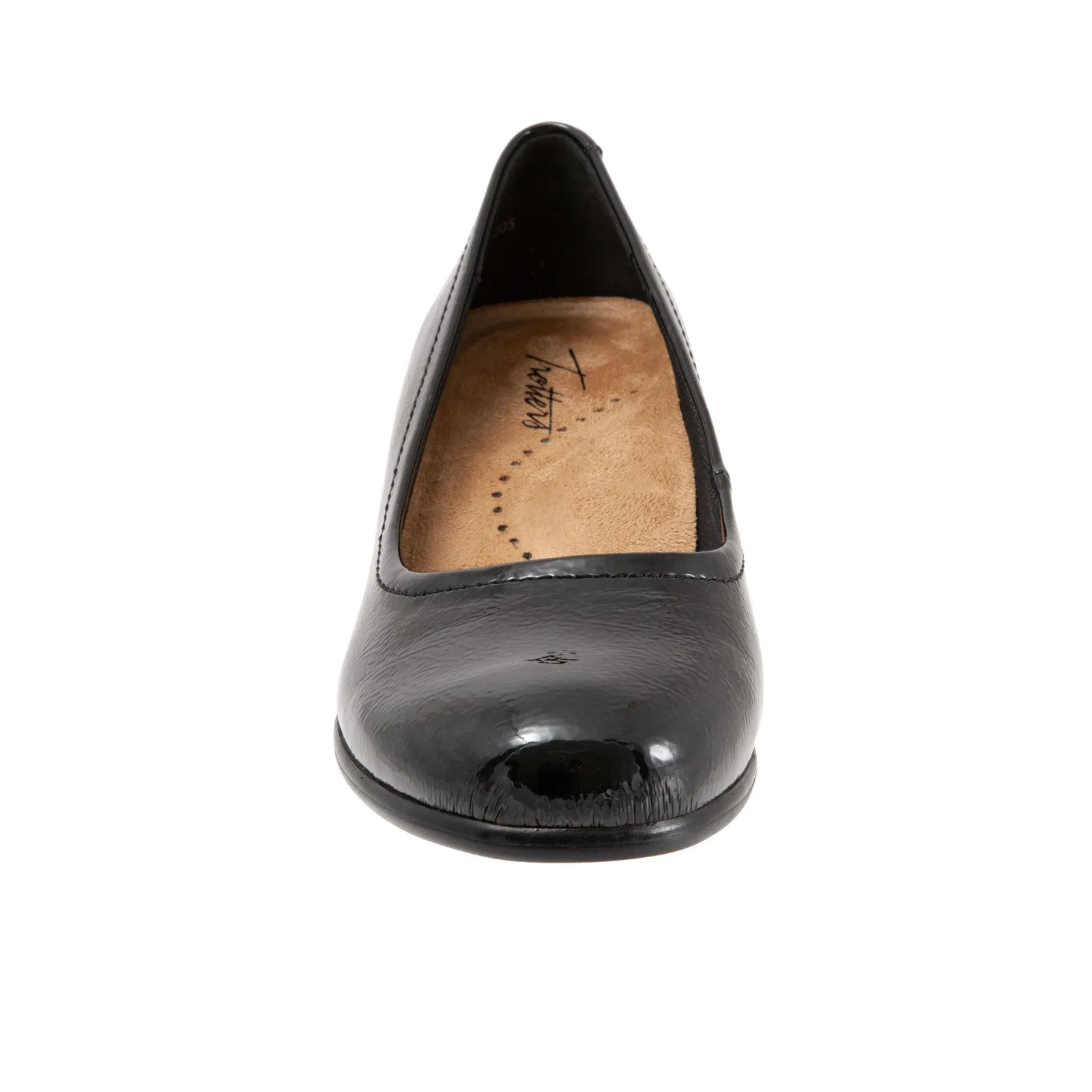 Durable Gum outsole Trotters Winnie T1965-005 Womens Black Narrow Leather Wedges Heels Shoes