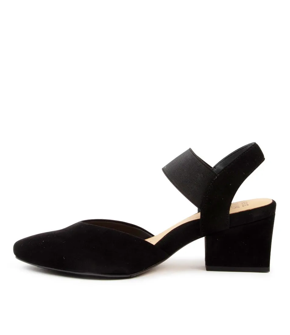 ZIERA VARE BLACK SUEDE Peep Toe Leather Pumps