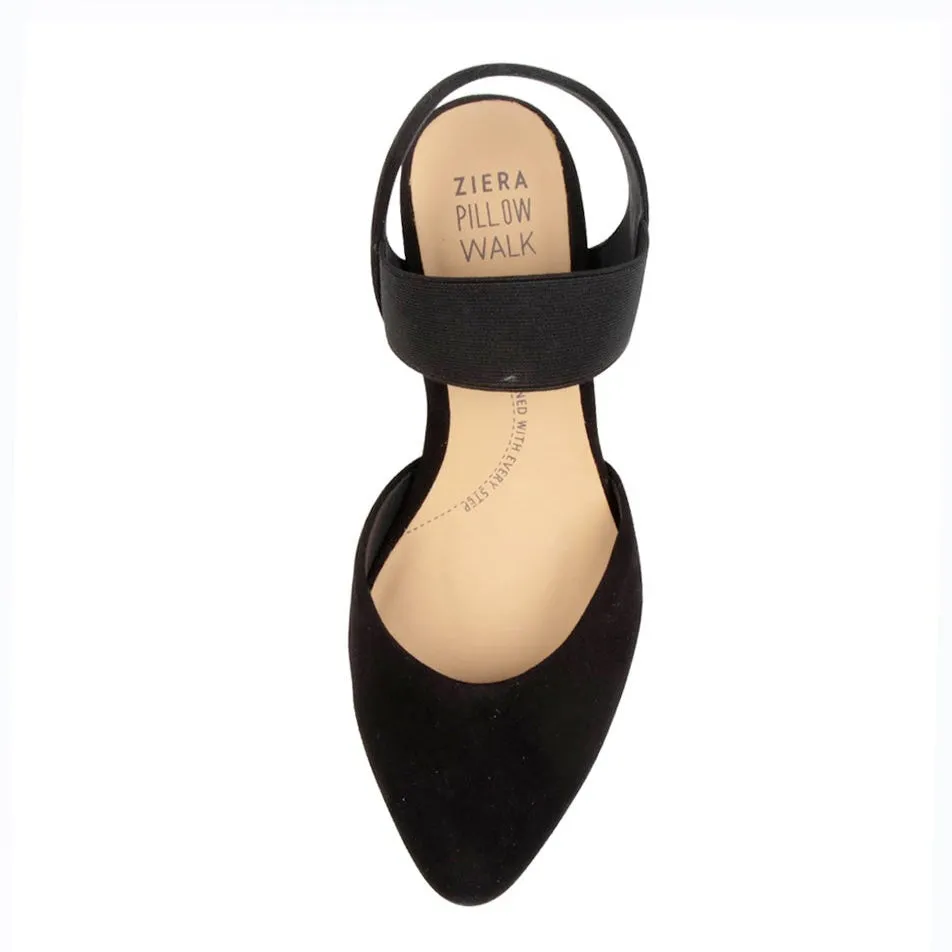 ZIERA VARE BLACK SUEDE Holiday Office Shoes Slip Resistant Outsole
