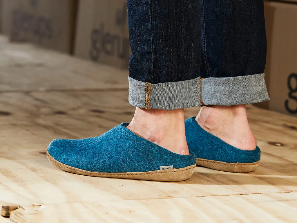 Glerups Slippers open heel Petrol Lace Up Breathable fabric