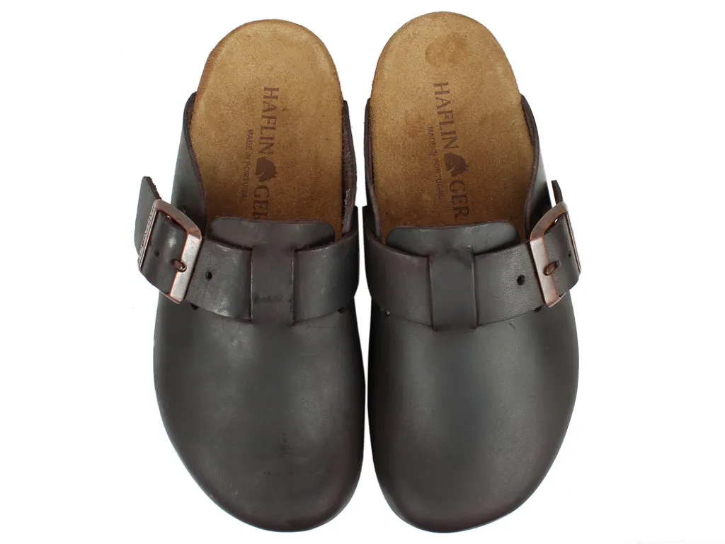 Haflinger Leather Clogs Porto Brown design