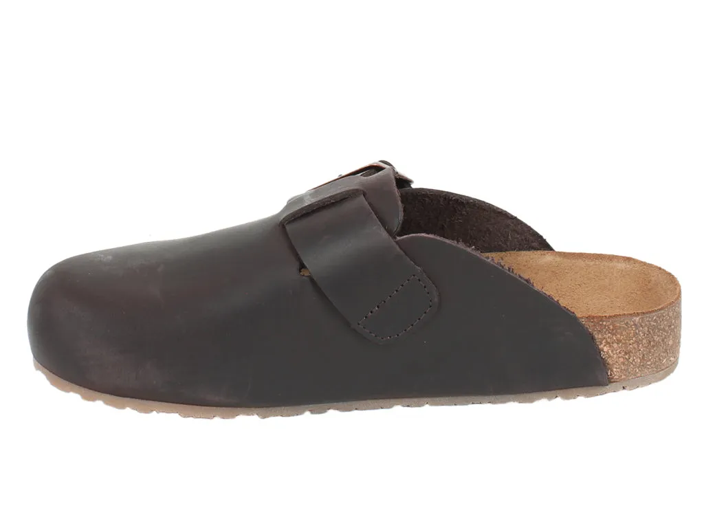 Haflinger Leather Clogs Porto Brown Classic Base