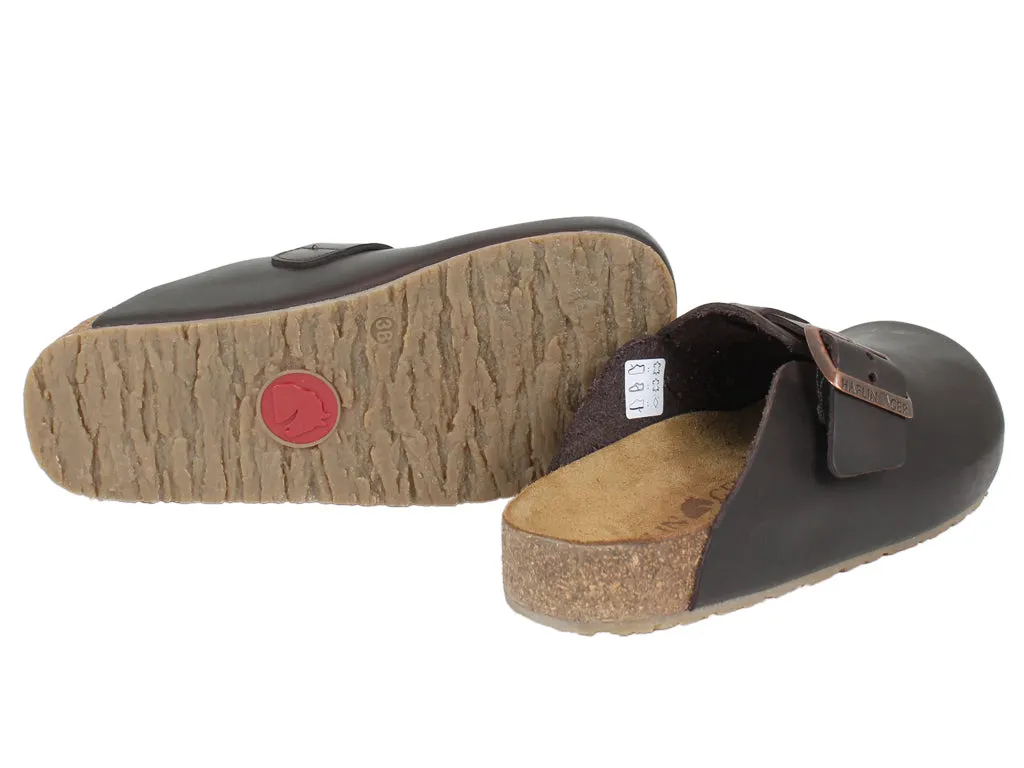 Haflinger Leather Clogs Porto Brown Chic Fit