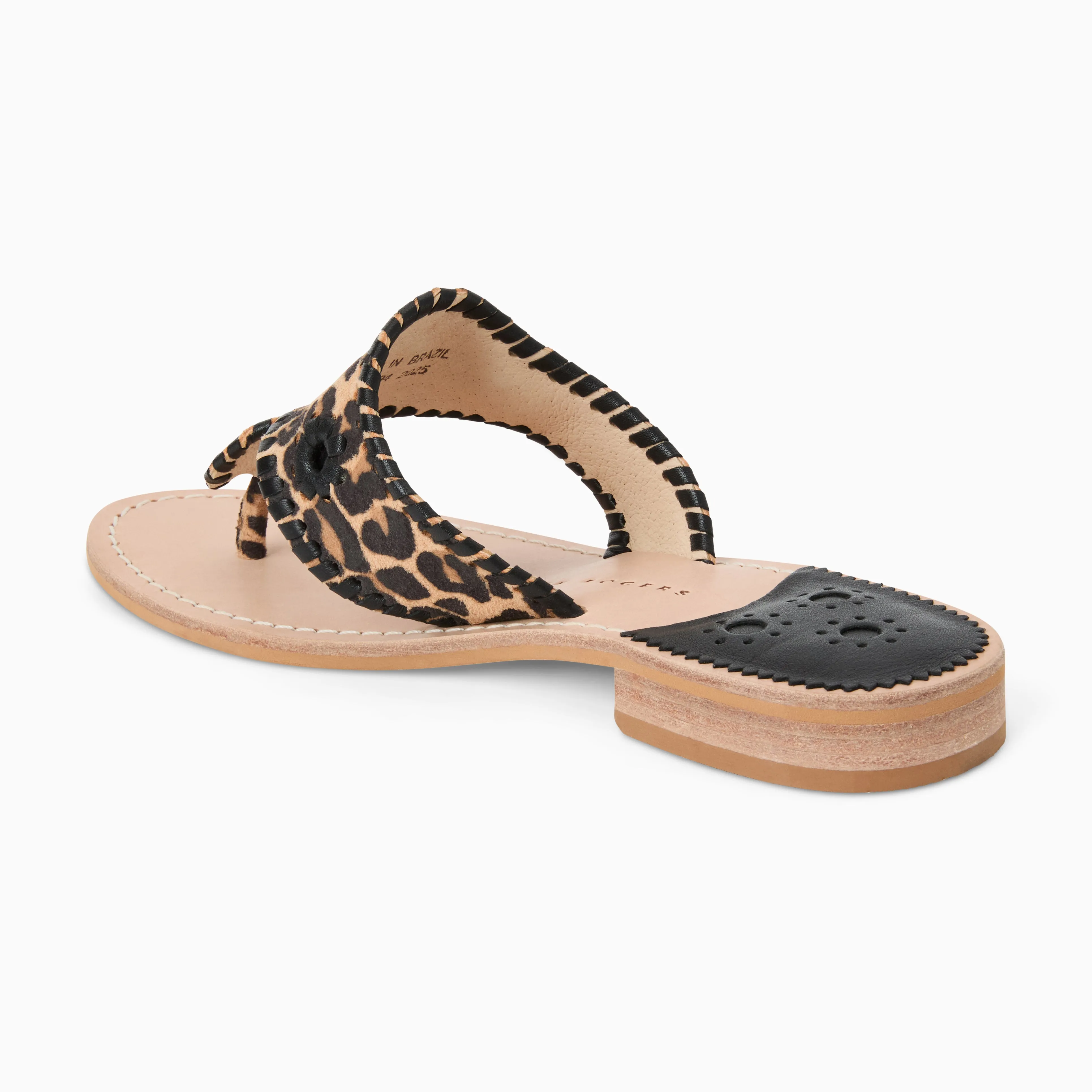 Jacks Leather Flat Sandal Buckle Fit Bone Aid