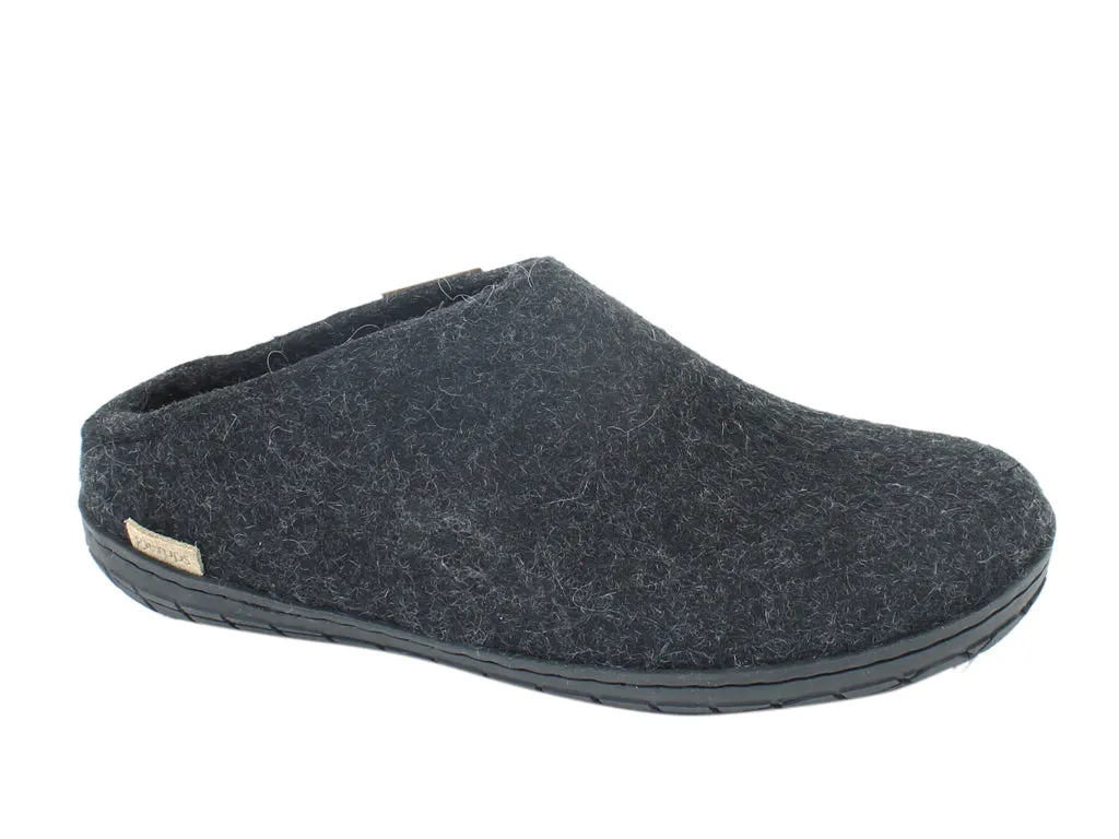 Glerups Slippers Charcoal Rubber Sole Compact Size