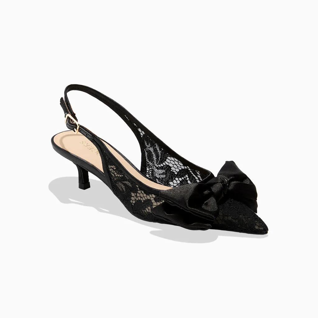 Debra Sling Back Kitten Heel Comfort Wedge