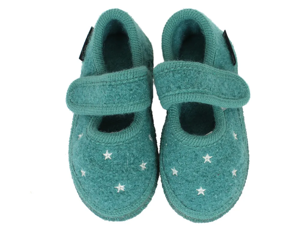 Haflinger Children's slippers Starlight Green Color Pop