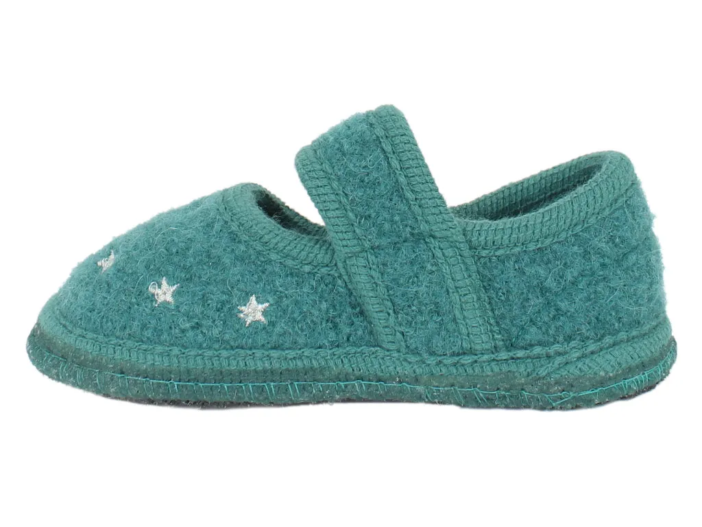 Tech Glow Breathable Material Haflinger Children's slippers Starlight Green