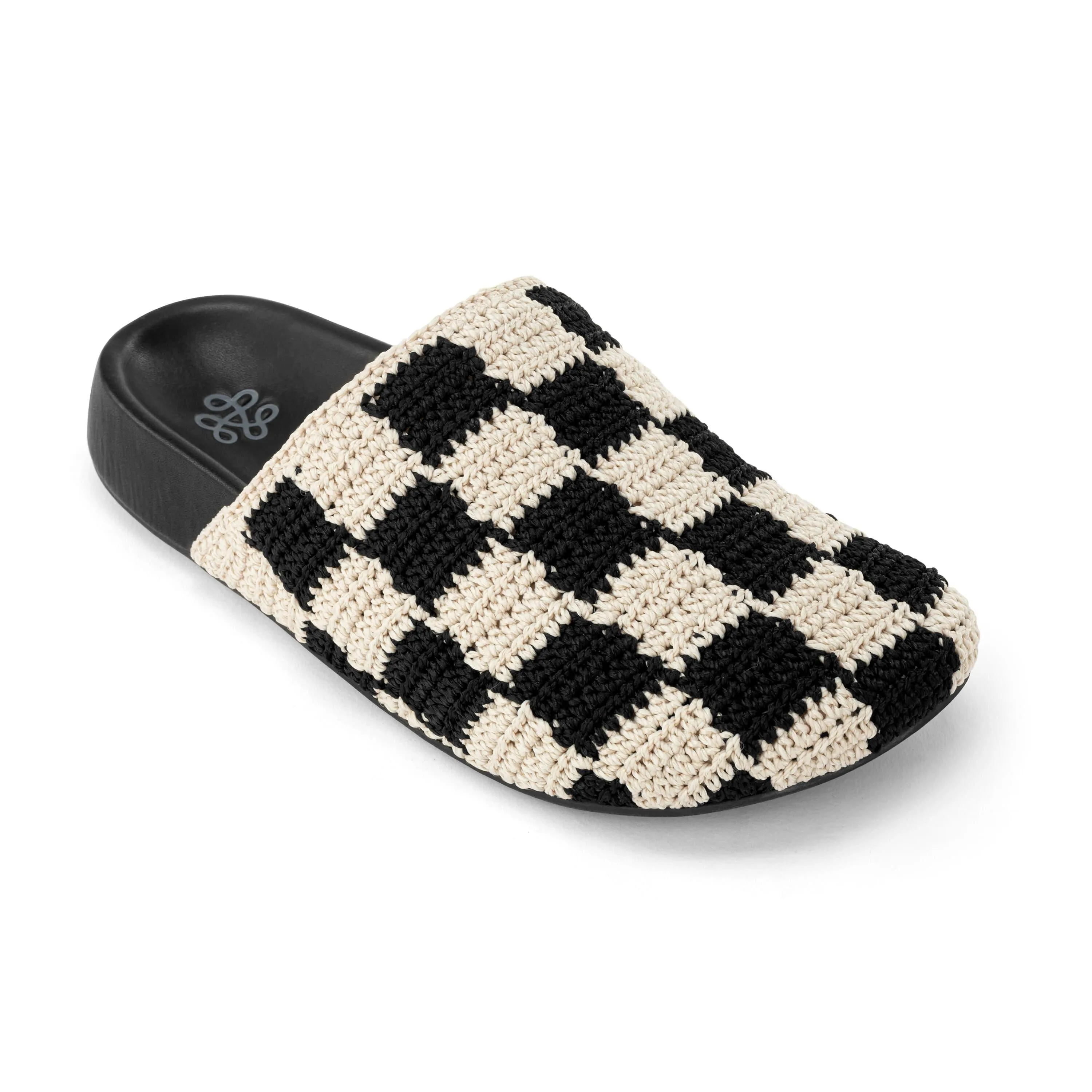 Bolinas Clog - Hand Crochet - Black Check Stable Step